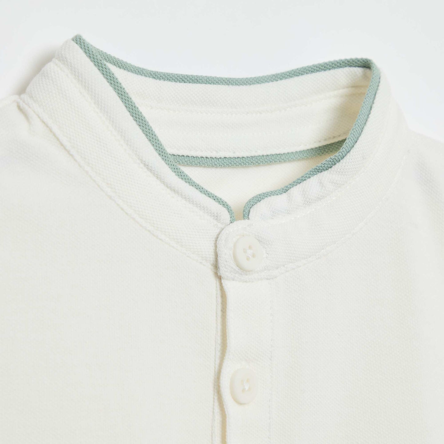 T-shirt piqué tunisien en coton uni BLANC