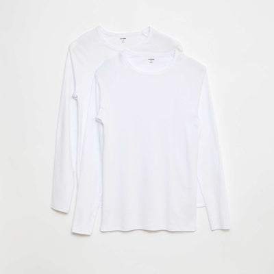 Tee-shirts basiques unis à manches longues BLANC