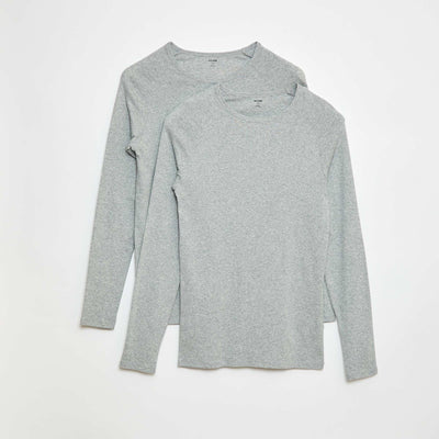 Tee-shirts basiques unis à manches longues GRIS