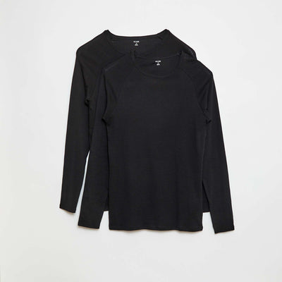 Tee-shirts basiques unis à manches longues NOIR