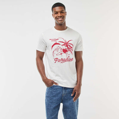 T-shirt 'Noël' manches courtes imprimé BLANC
