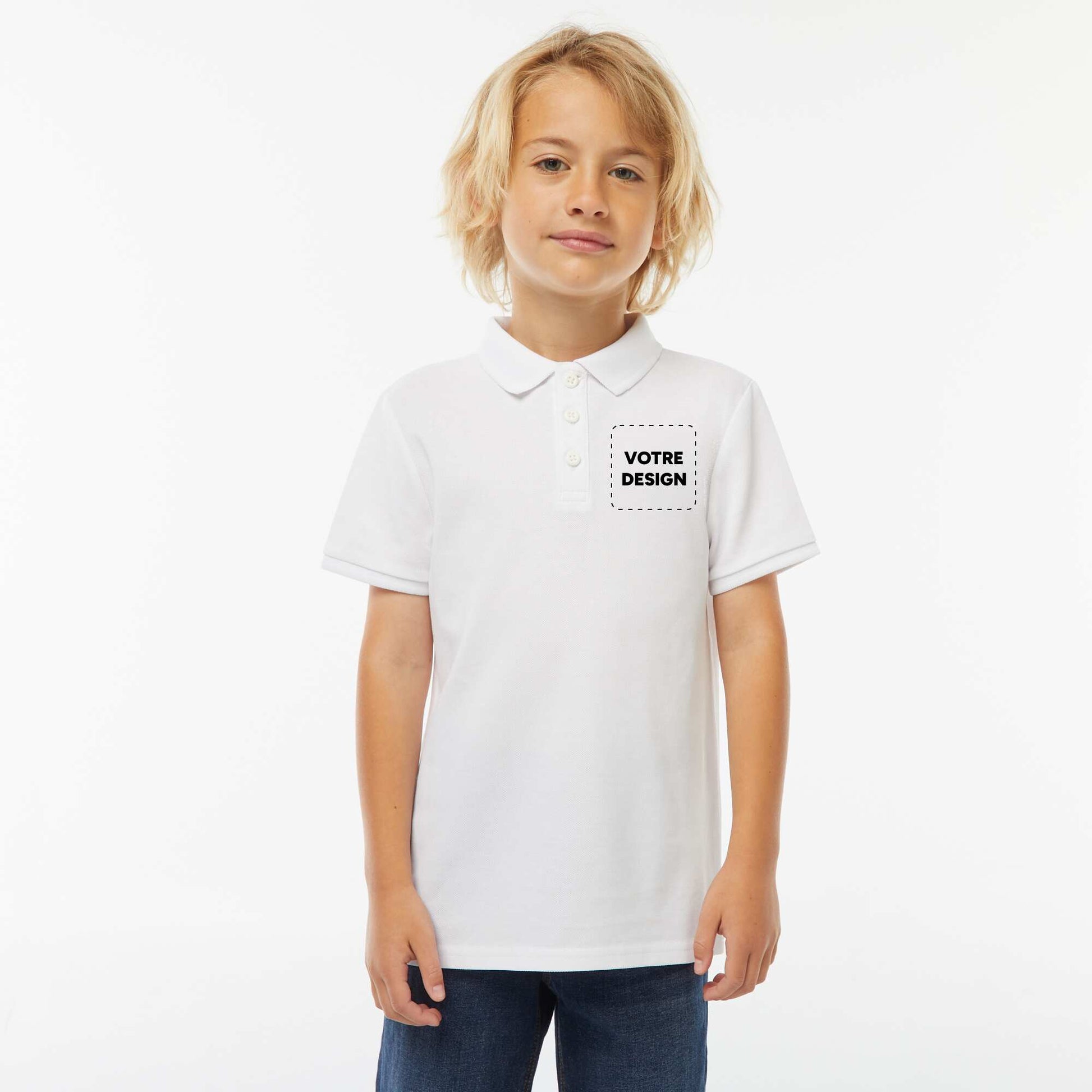 Polo maille piquée coton 220 gr - unisexe BLANC