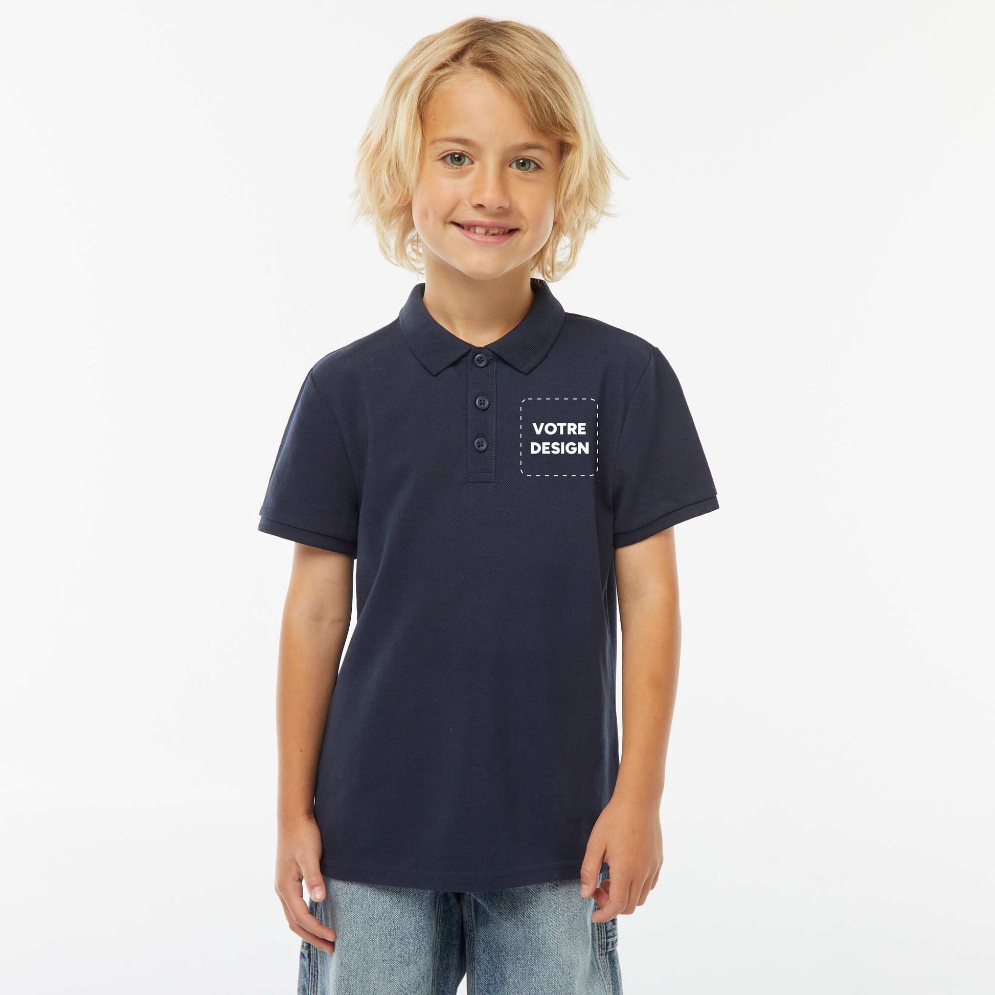 Polo maille piquée coton 220 gr - unisexe BLEU MARINE