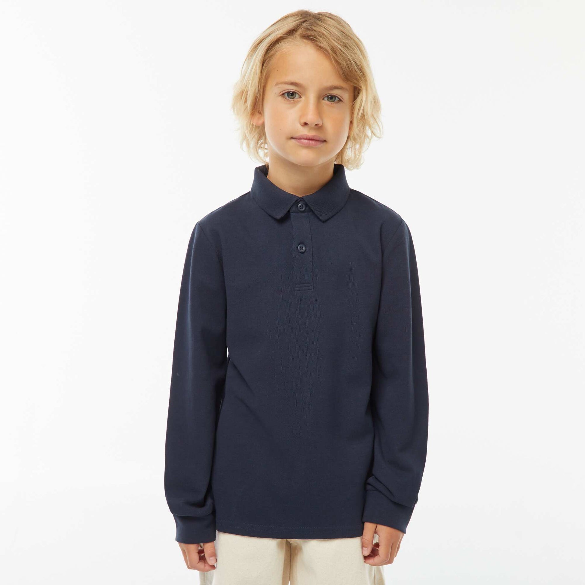 Polo maille piquée coton 220 gr - unisexe BLEU MARINE