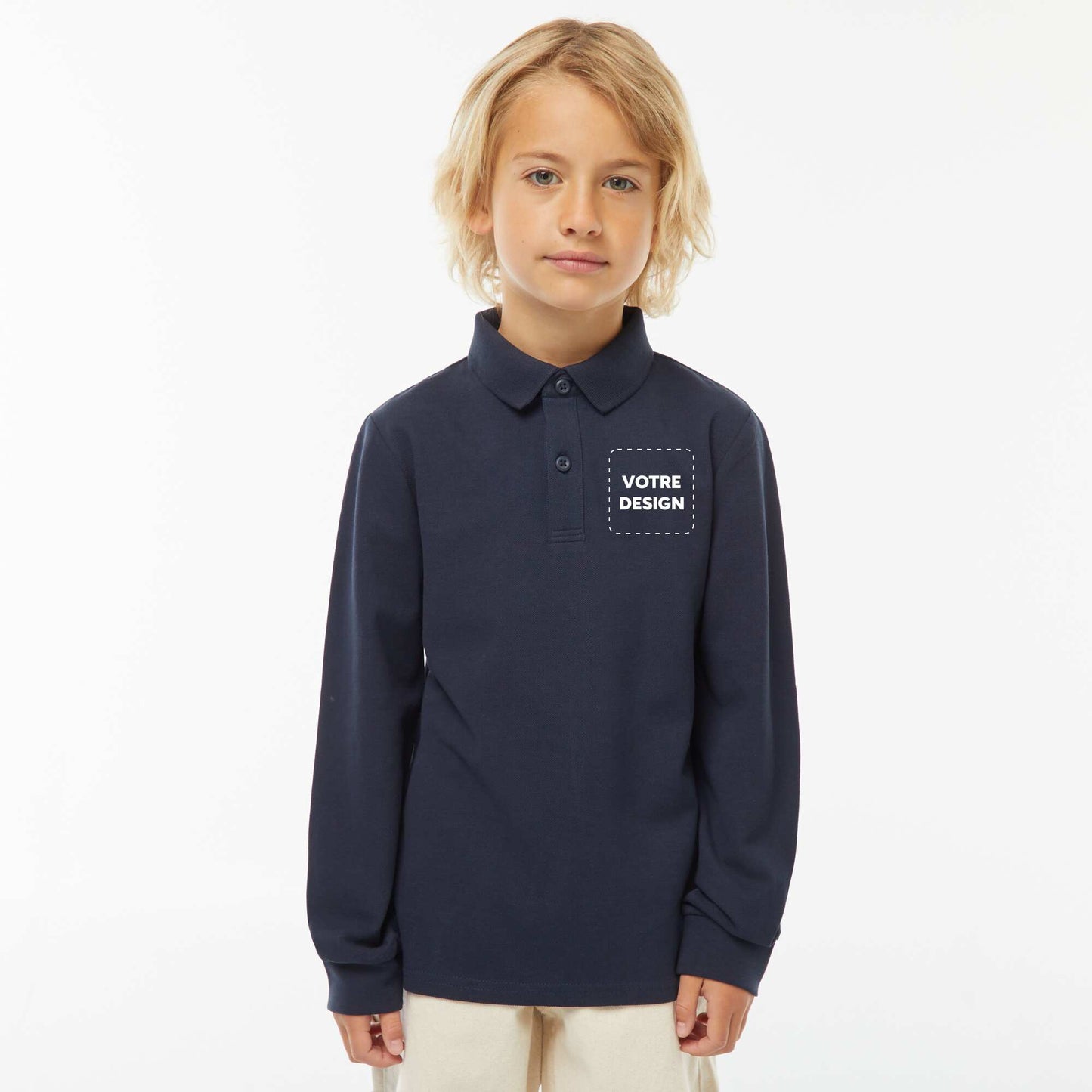 Polo maille piquée coton 220 gr - unisexe BLEU MARINE