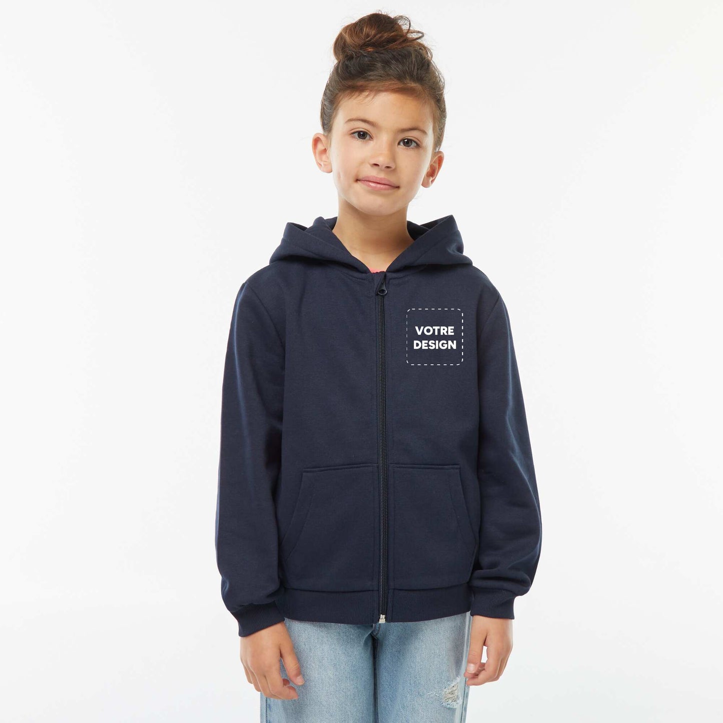Sweat zippé capuche molleton 260 Gr -unisexe BLEU MARINE