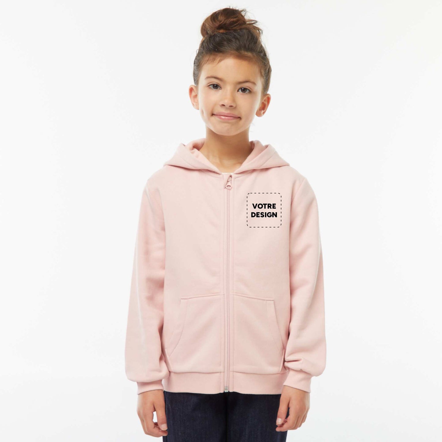 Sweat zippé capuche molleton 260 Gr -unisexe ROSE