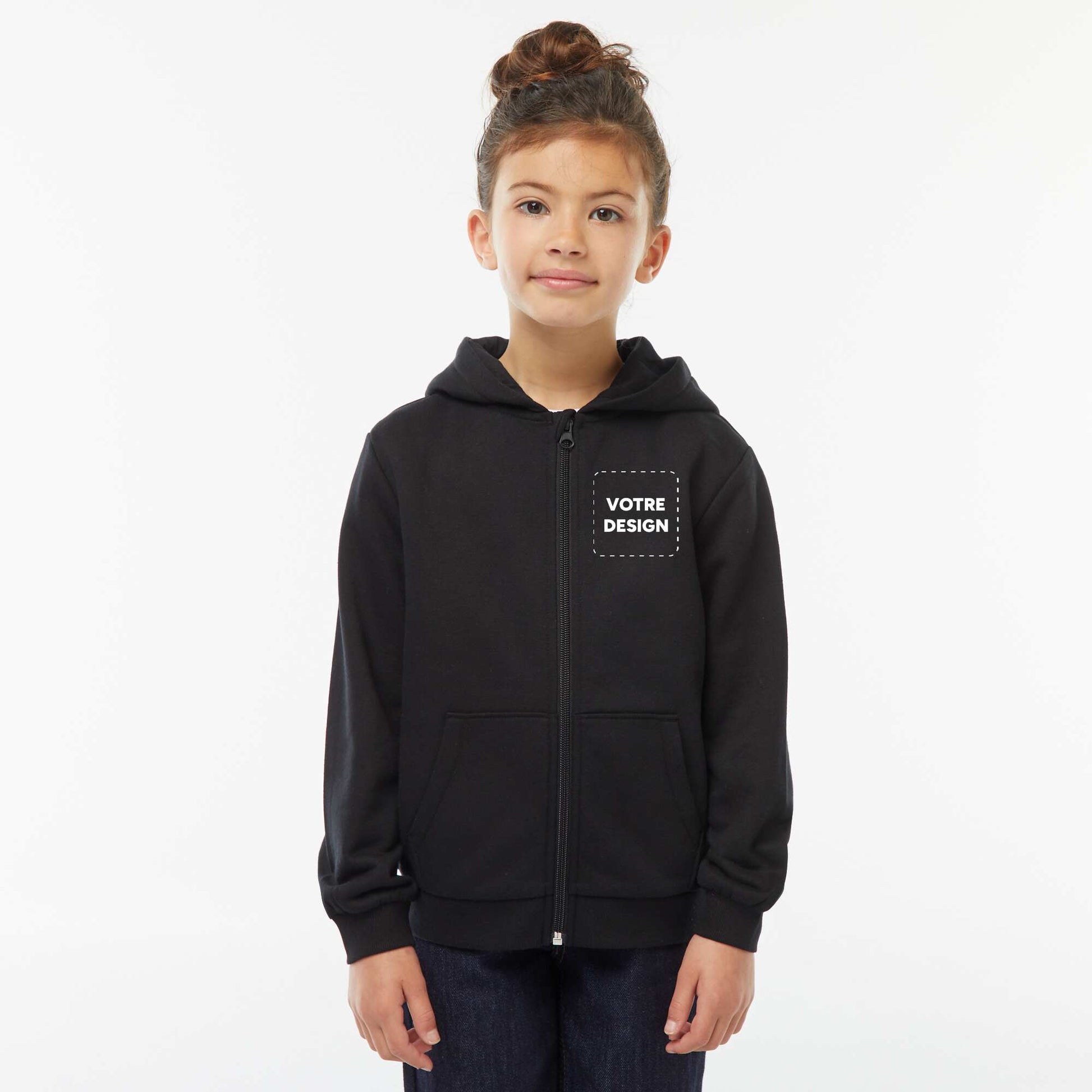 Sweat zippé capuche molleton 260 Gr -unisexe NOIR