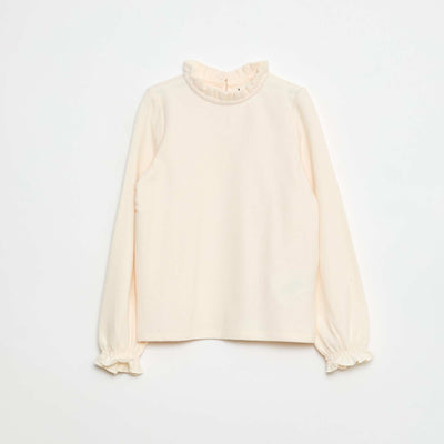 T-shirt col montant côtelé BLANC