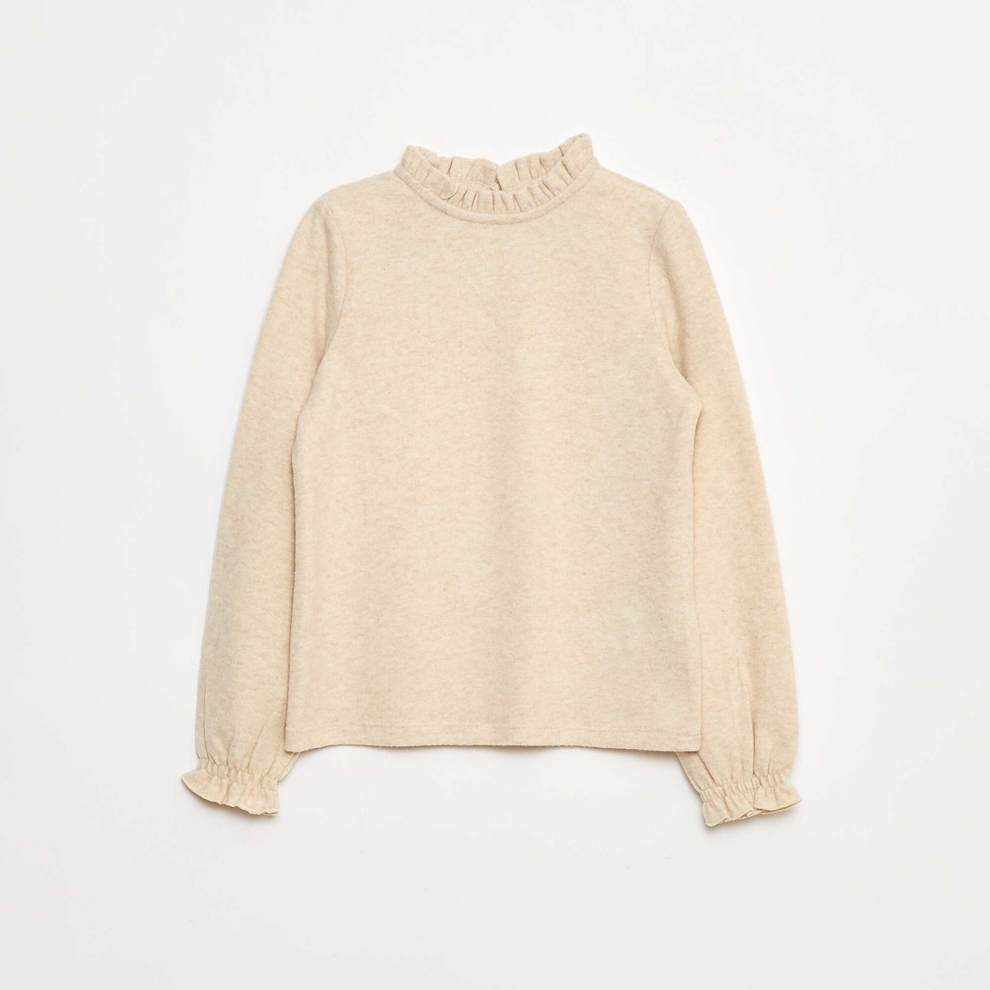 T-shirt col montant côtelé BEIGE