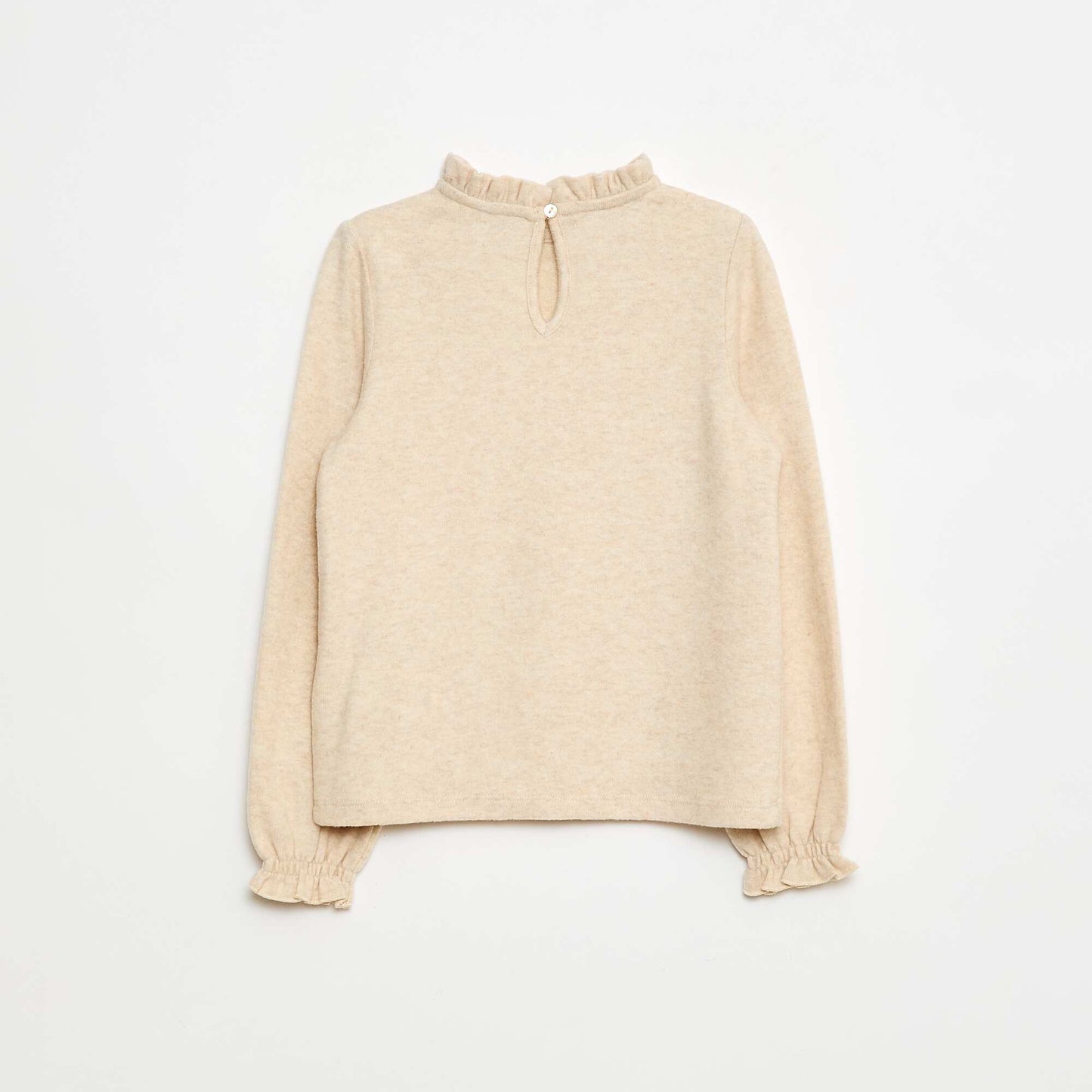 T-shirt col montant côtelé BEIGE