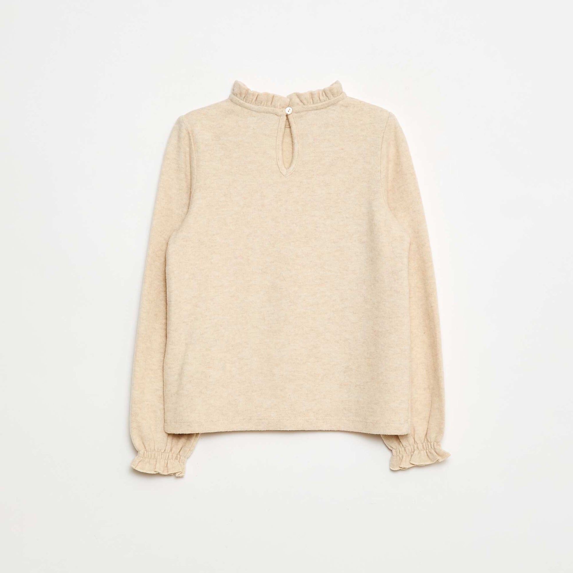 T-shirt col montant côtelé BEIGE