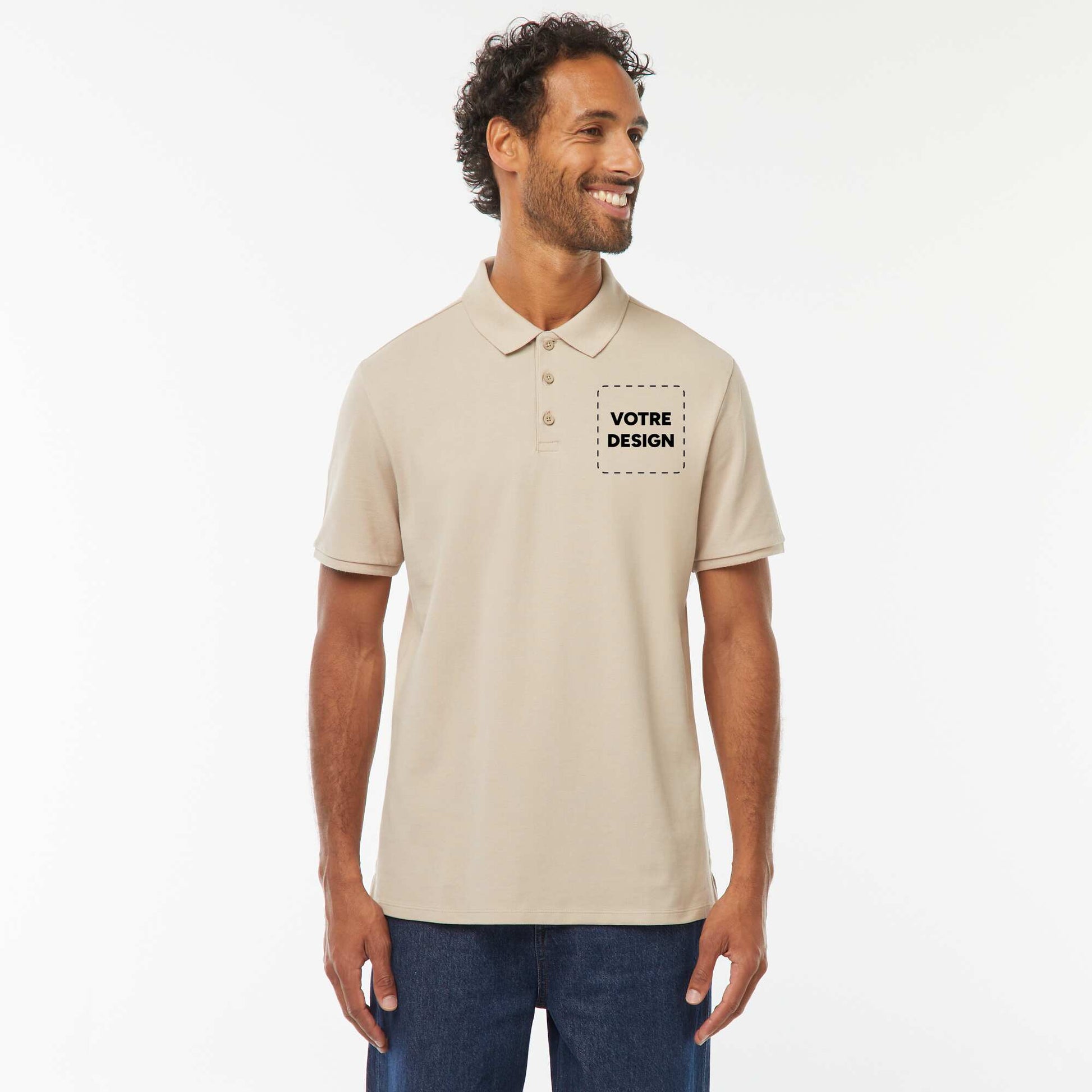 Polo maille piquée coton 220 gr - unisexe BEIGE