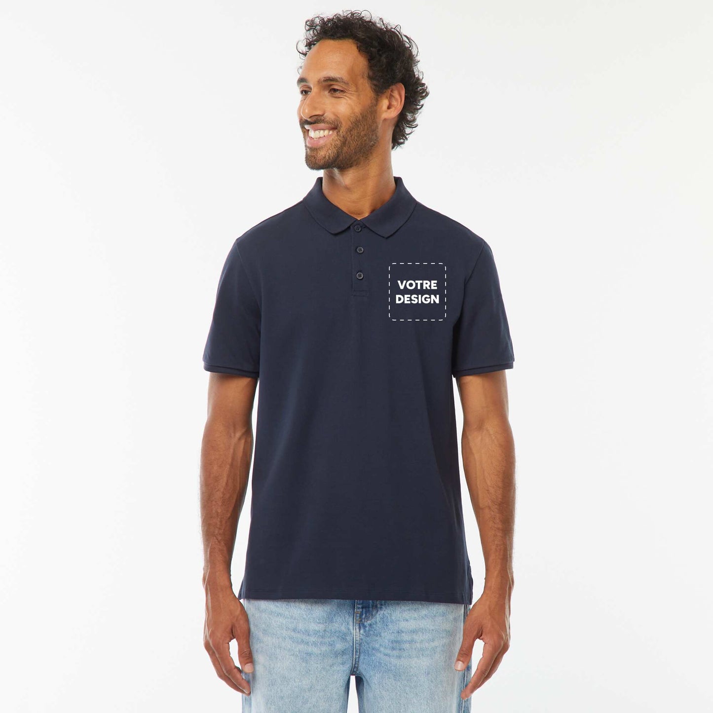 Polo maille piquée coton 220 gr - unisexe BLEU MARINE