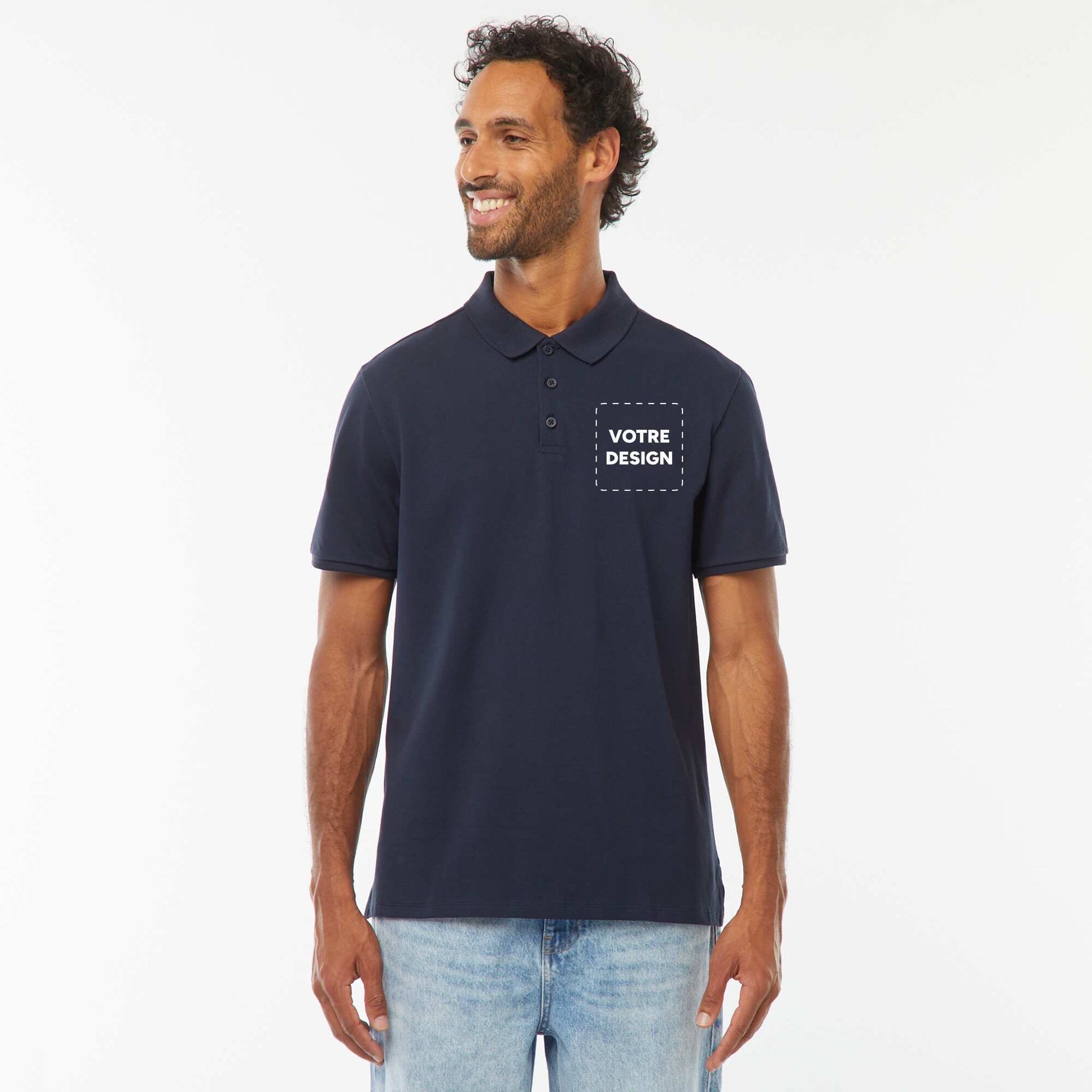 Polo maille piquée coton 220 gr - unisexe BLEU MARINE