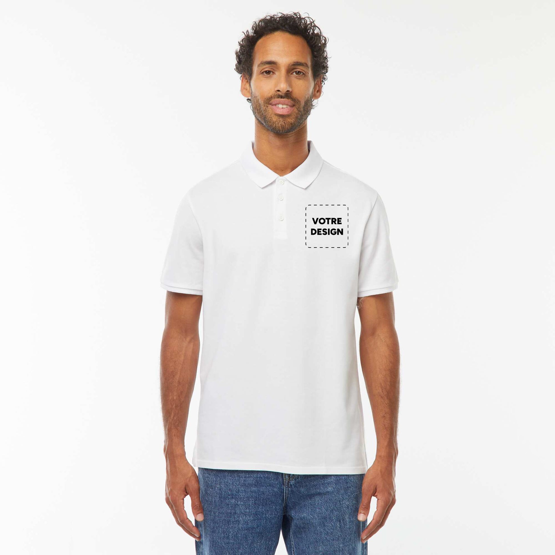 Polo maille piquée coton 220 gr - unisexe BLANC
