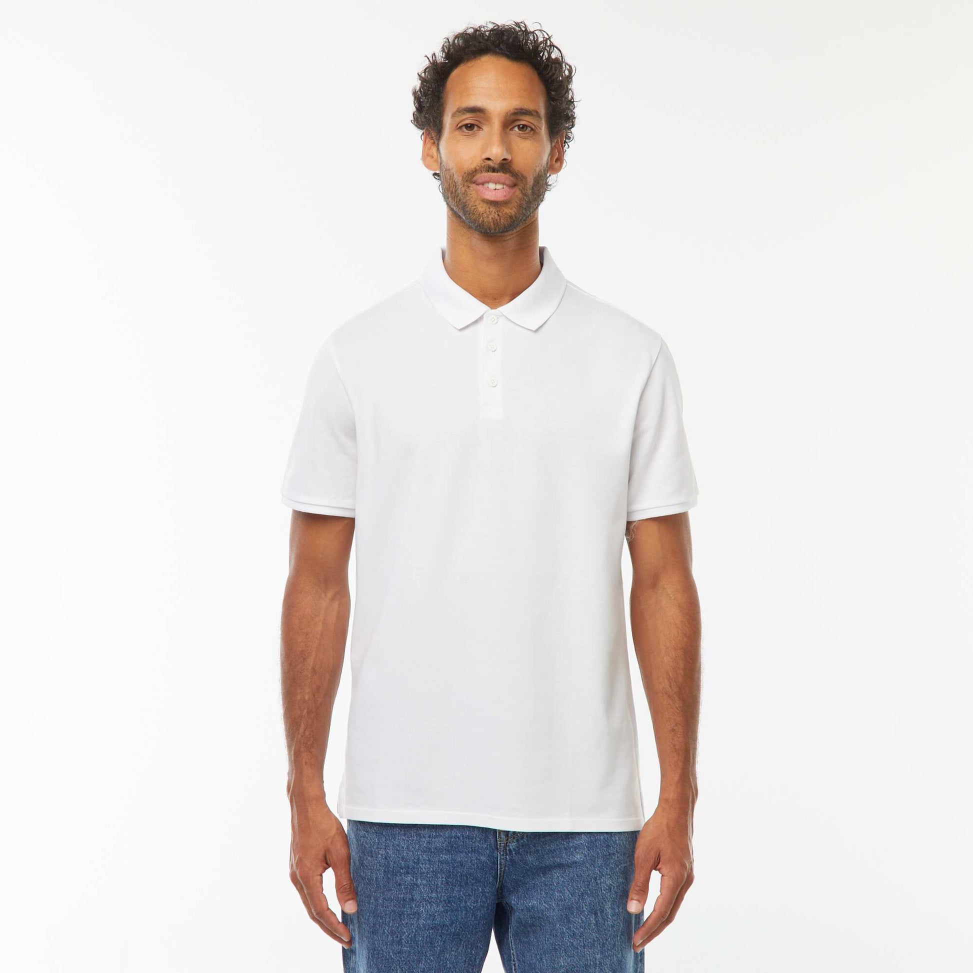 Polo maille piquée coton 220 gr - unisexe BLANC