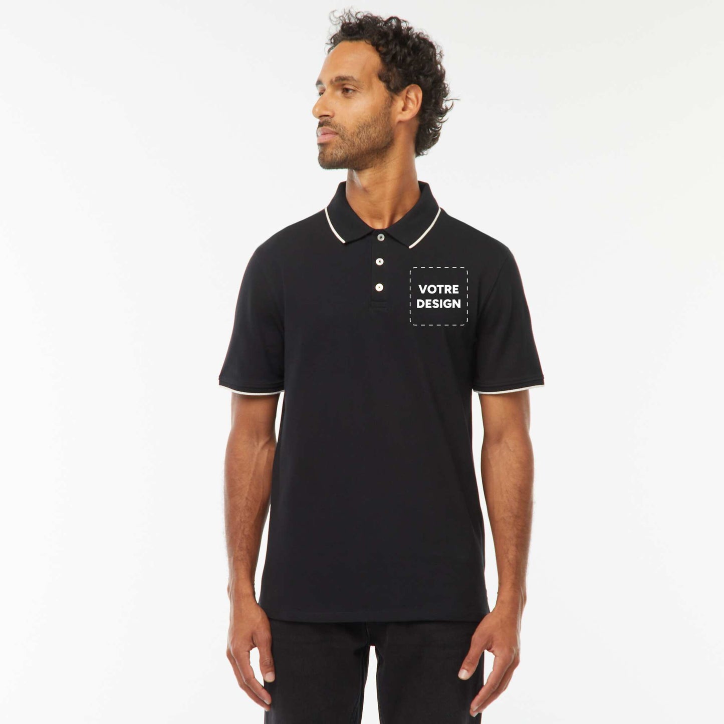 Polo maille piquée coton 220 gr NOIR