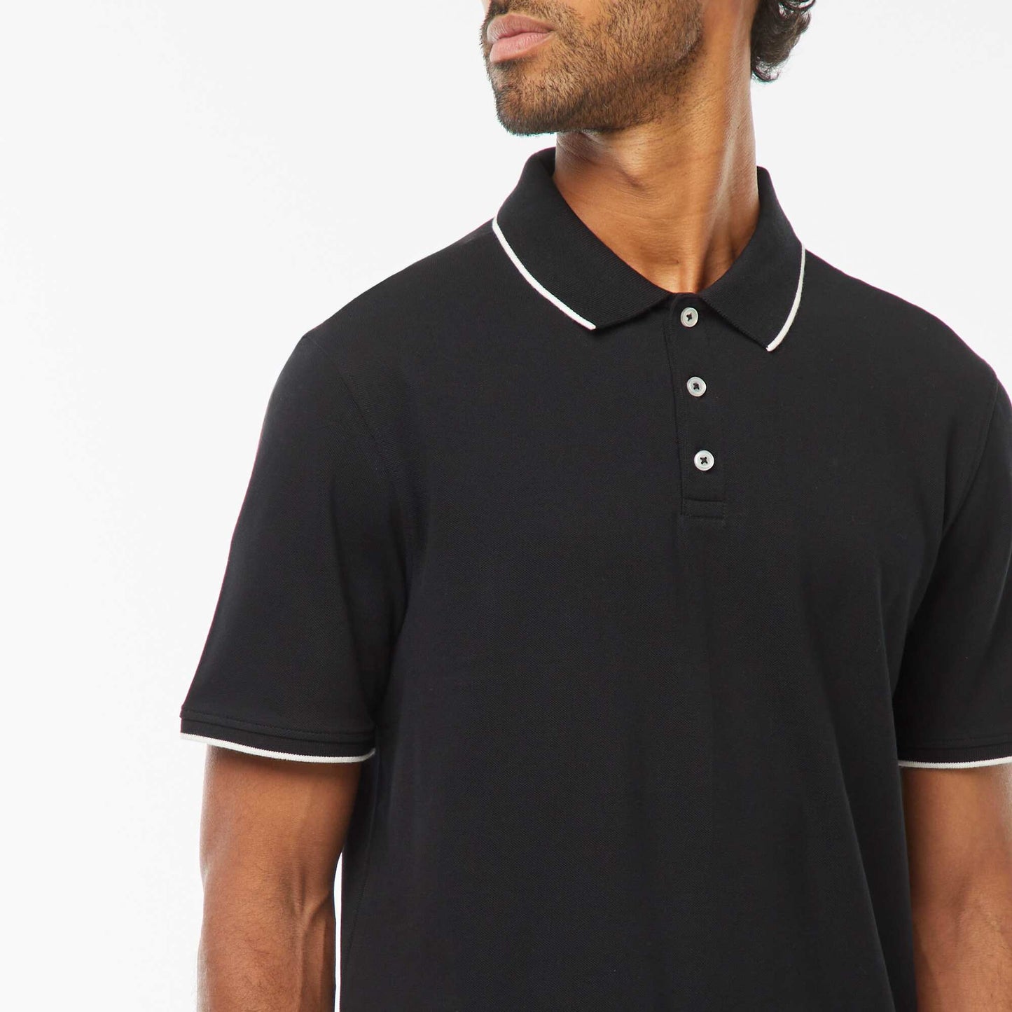 Polo maille piquée coton 220 gr NOIR