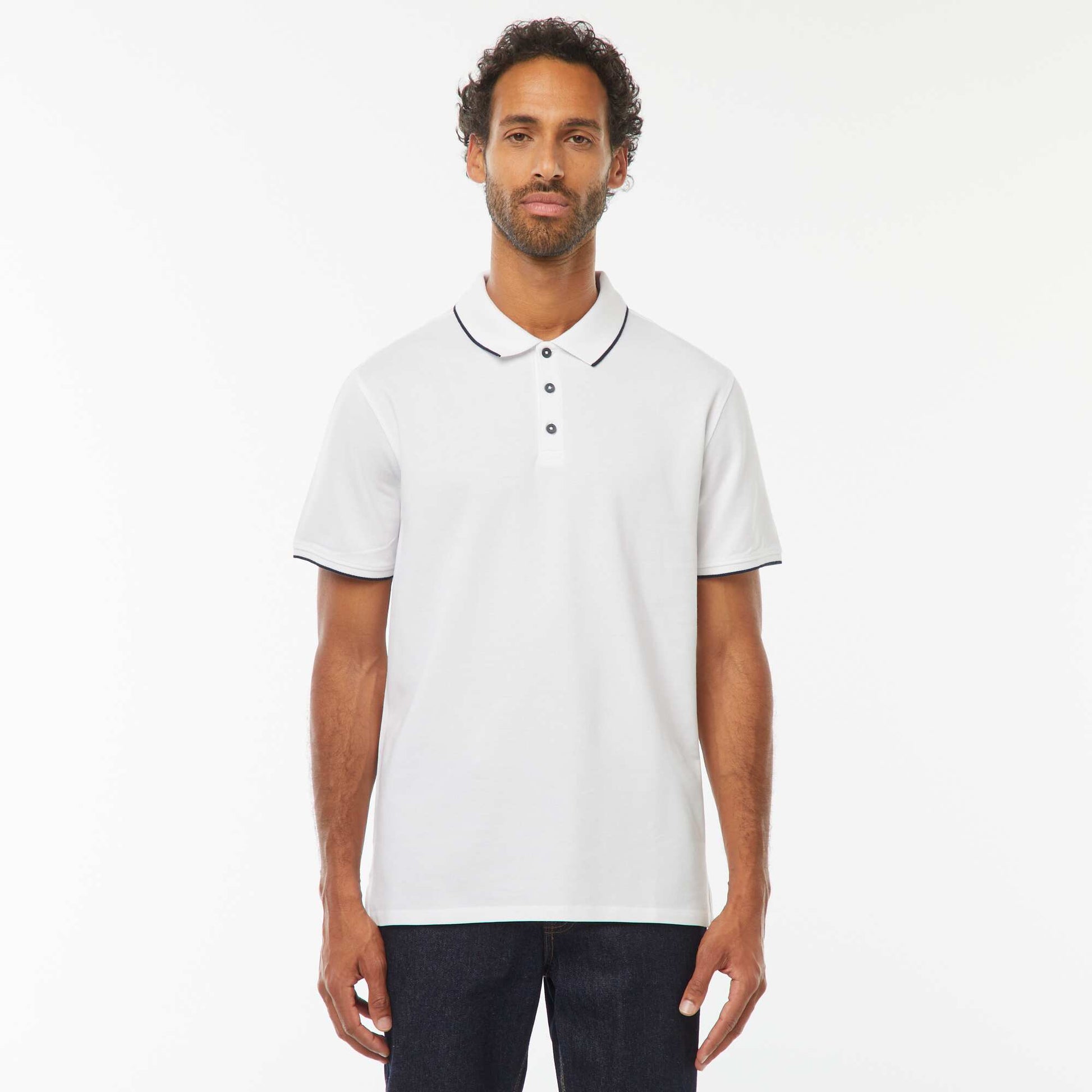 Polo maille piquée coton 220 gr BLANC