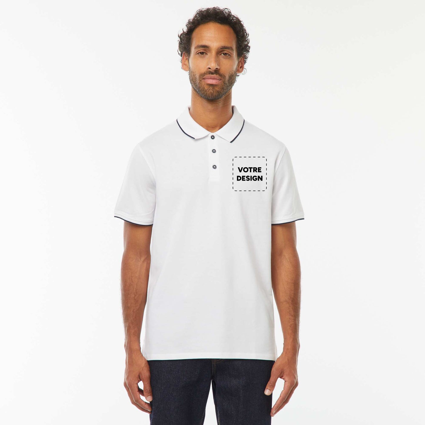 Polo maille piquée coton 220 gr BLANC