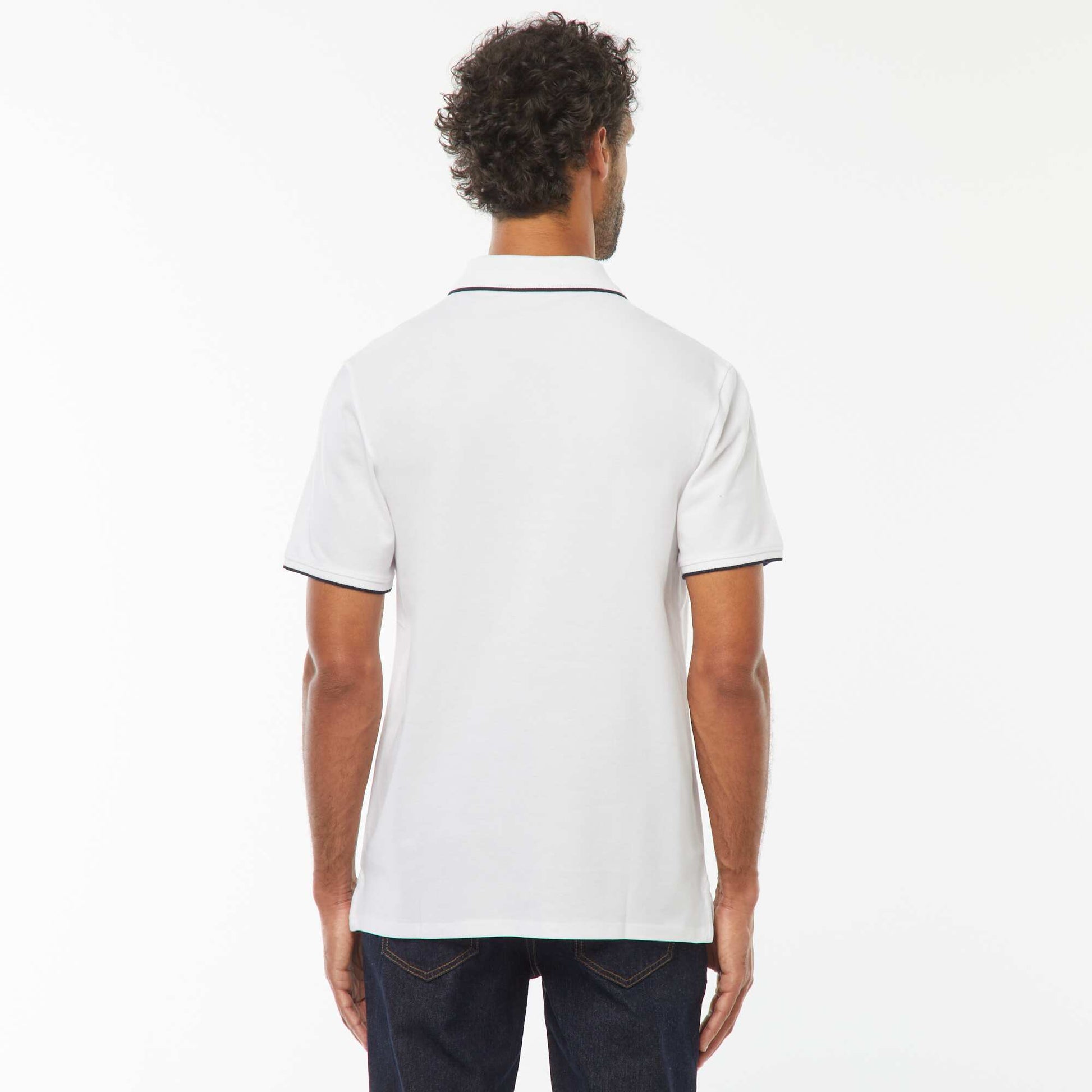 Polo maille piquée coton 220 gr BLANC