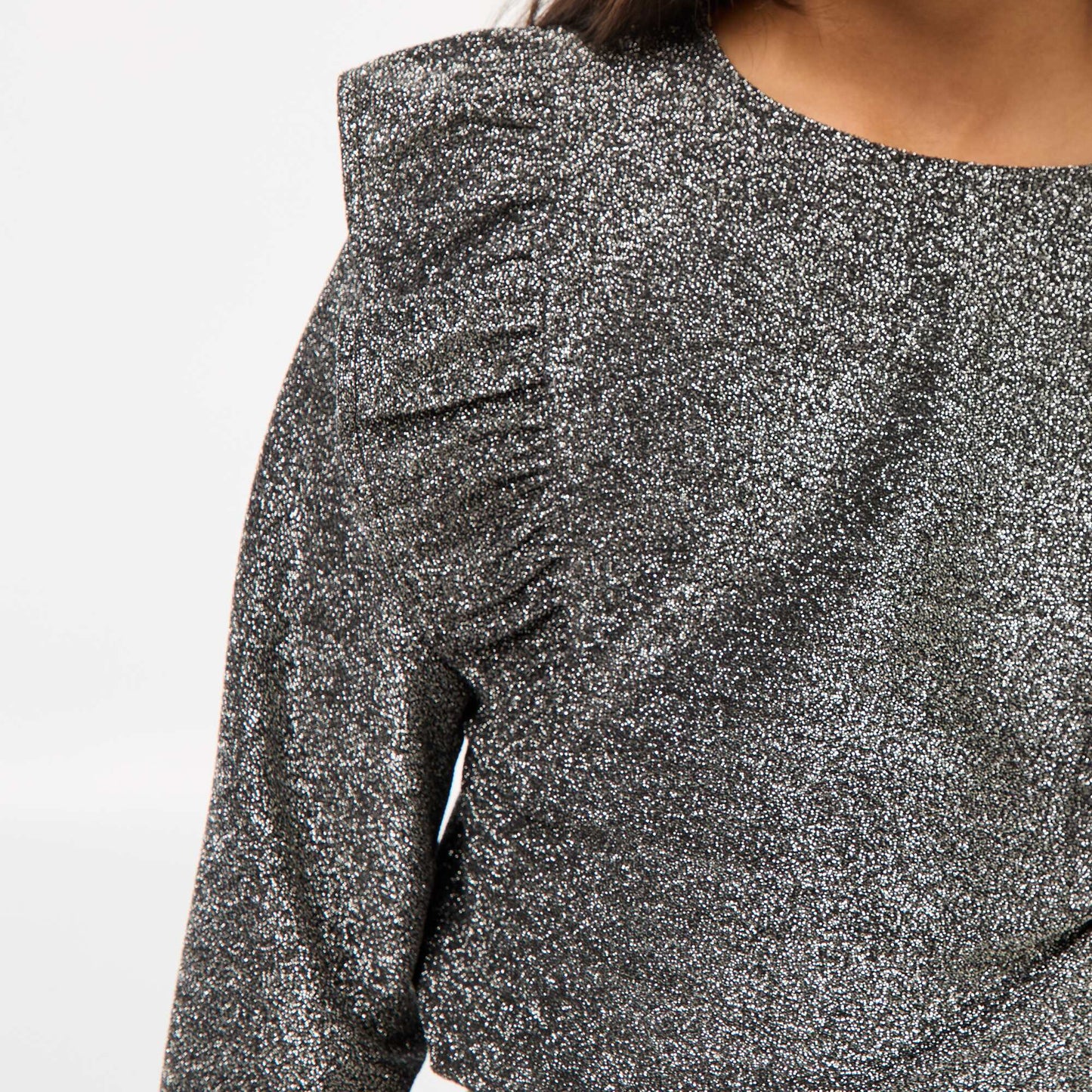 T-shirt brillant manches longues GRIS