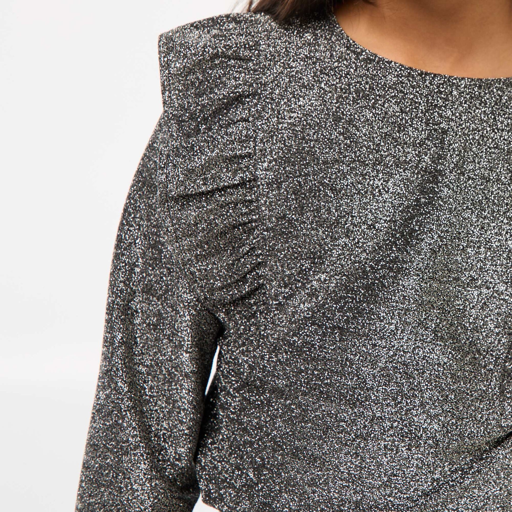T-shirt brillant manches longues GRIS