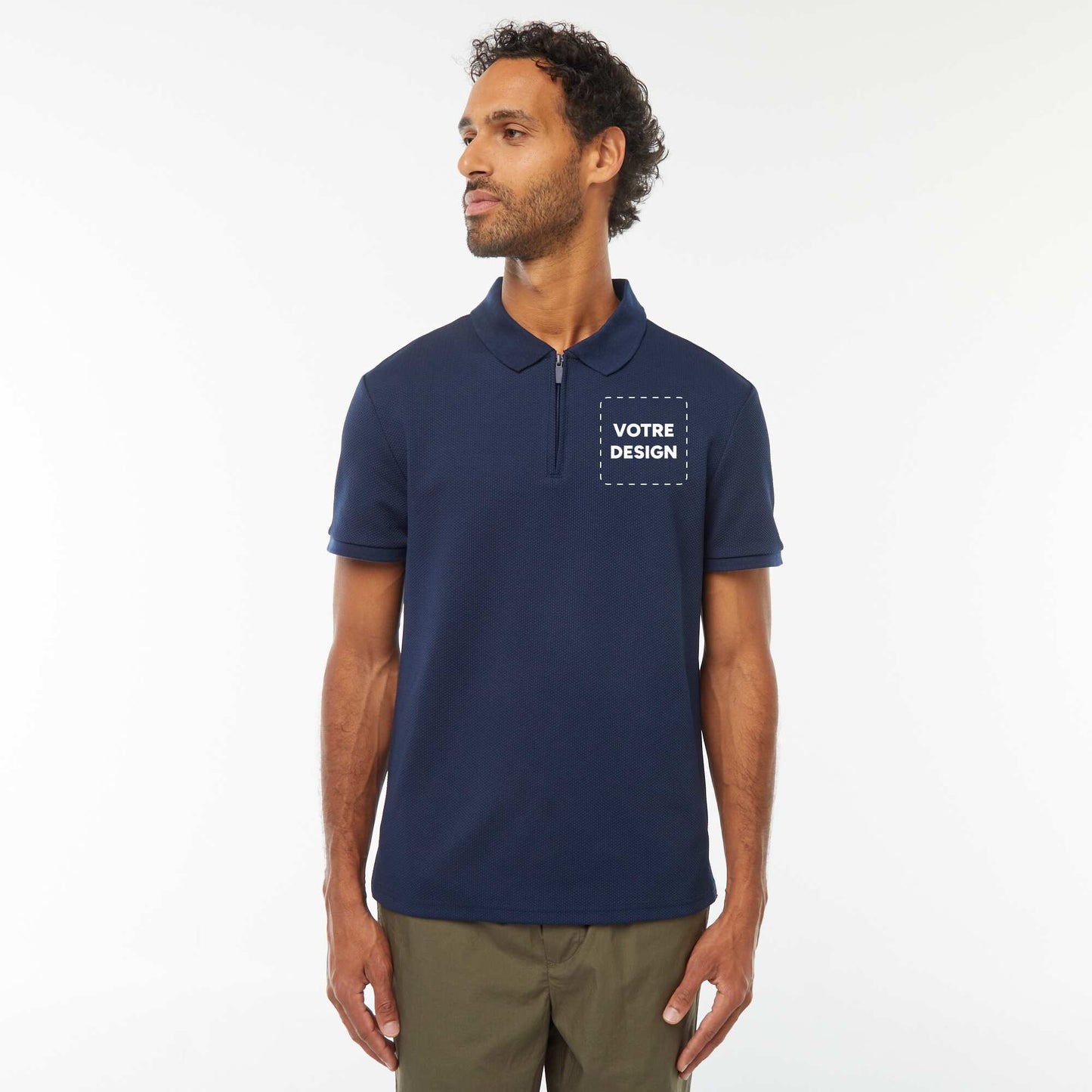Polo maille piquée polyester 250 gr BLEU MARINE