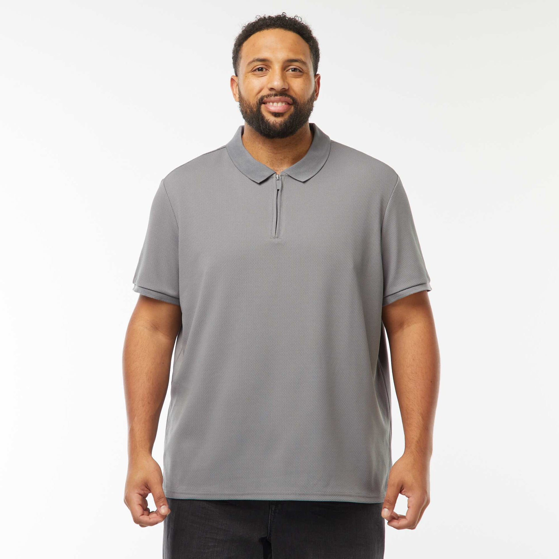 Polo maille piquée polyester 250 gr GRIS