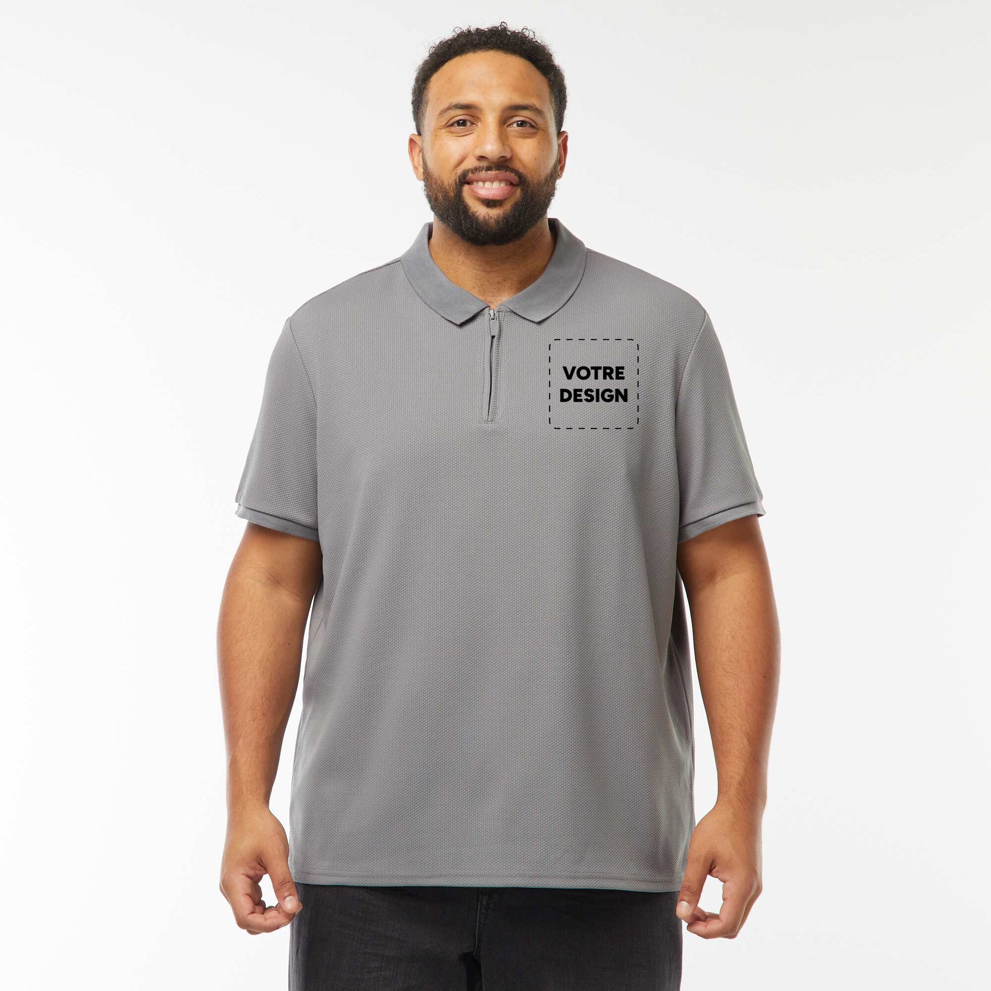 Polo maille piquée polyester 250 gr GRIS
