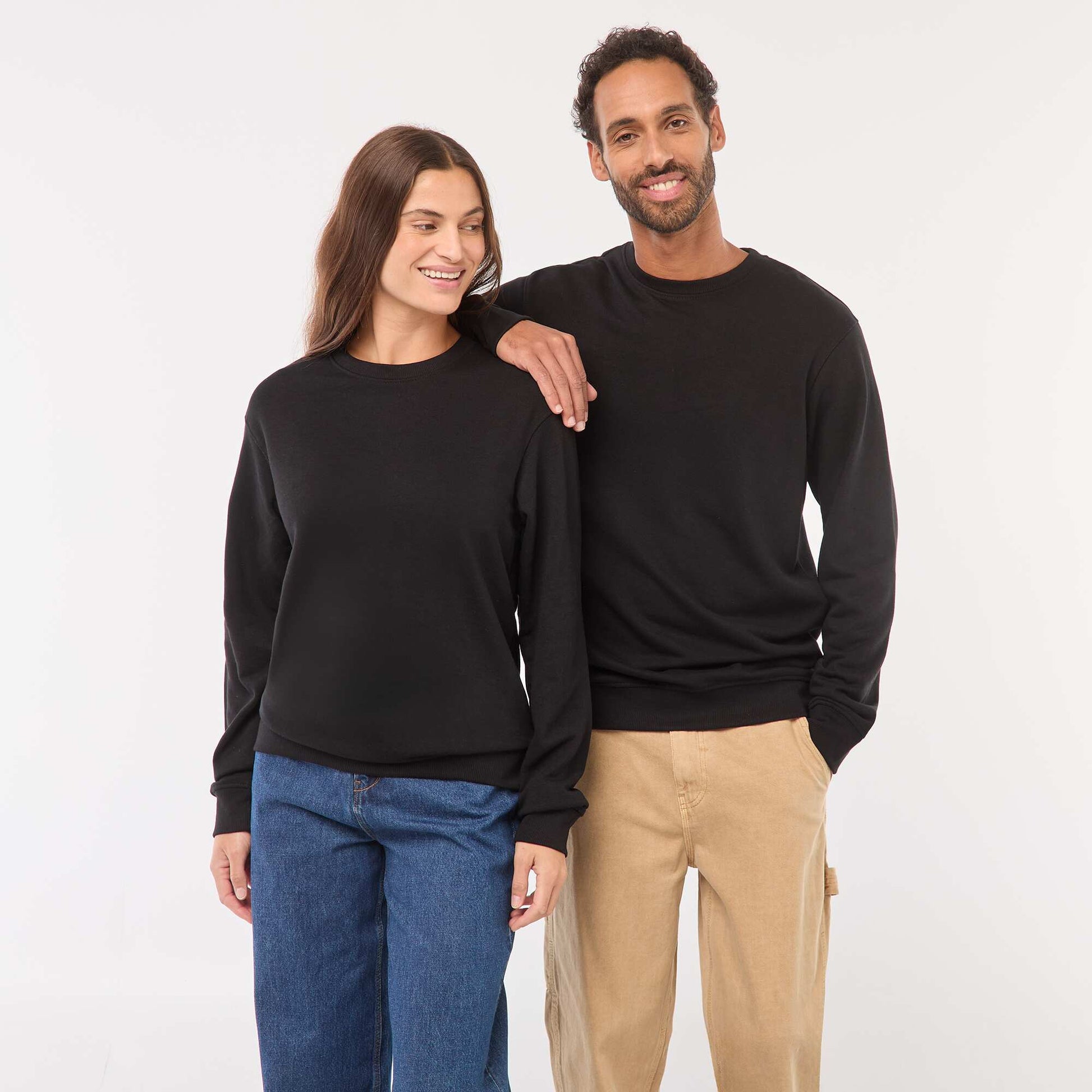 Sweat col rond molleton 260 Gr  - Unisexe NOIR