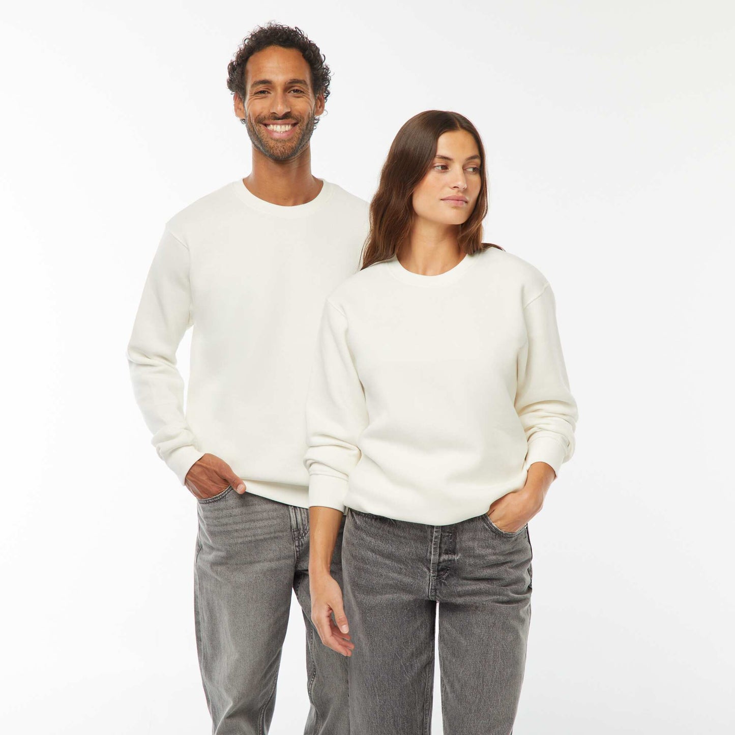 Sweat col rond molleton gratté 260 Gr  - Unisexe BLANC