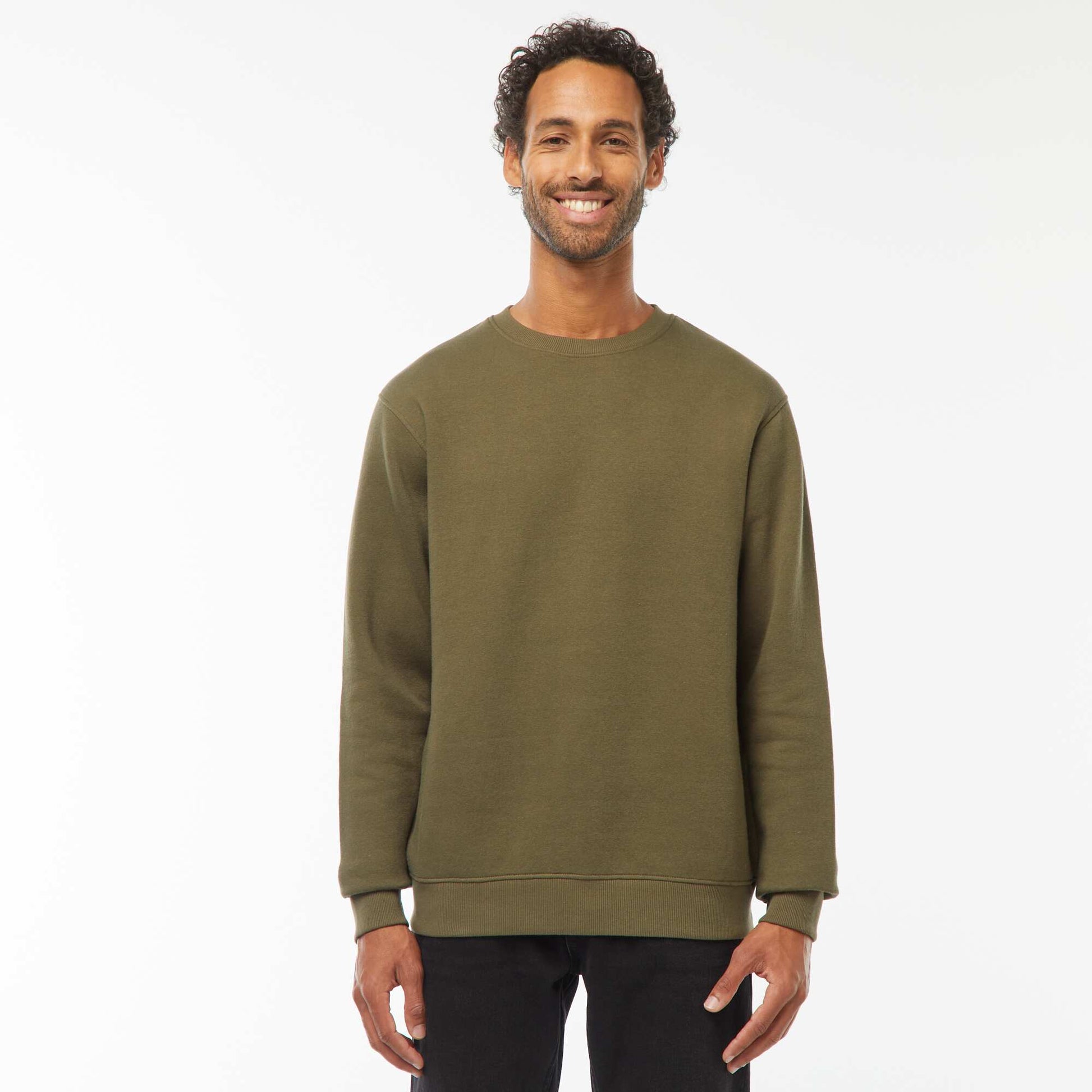 Sweat col rond molleton gratté 260 Gr  - Unisexe KAKI