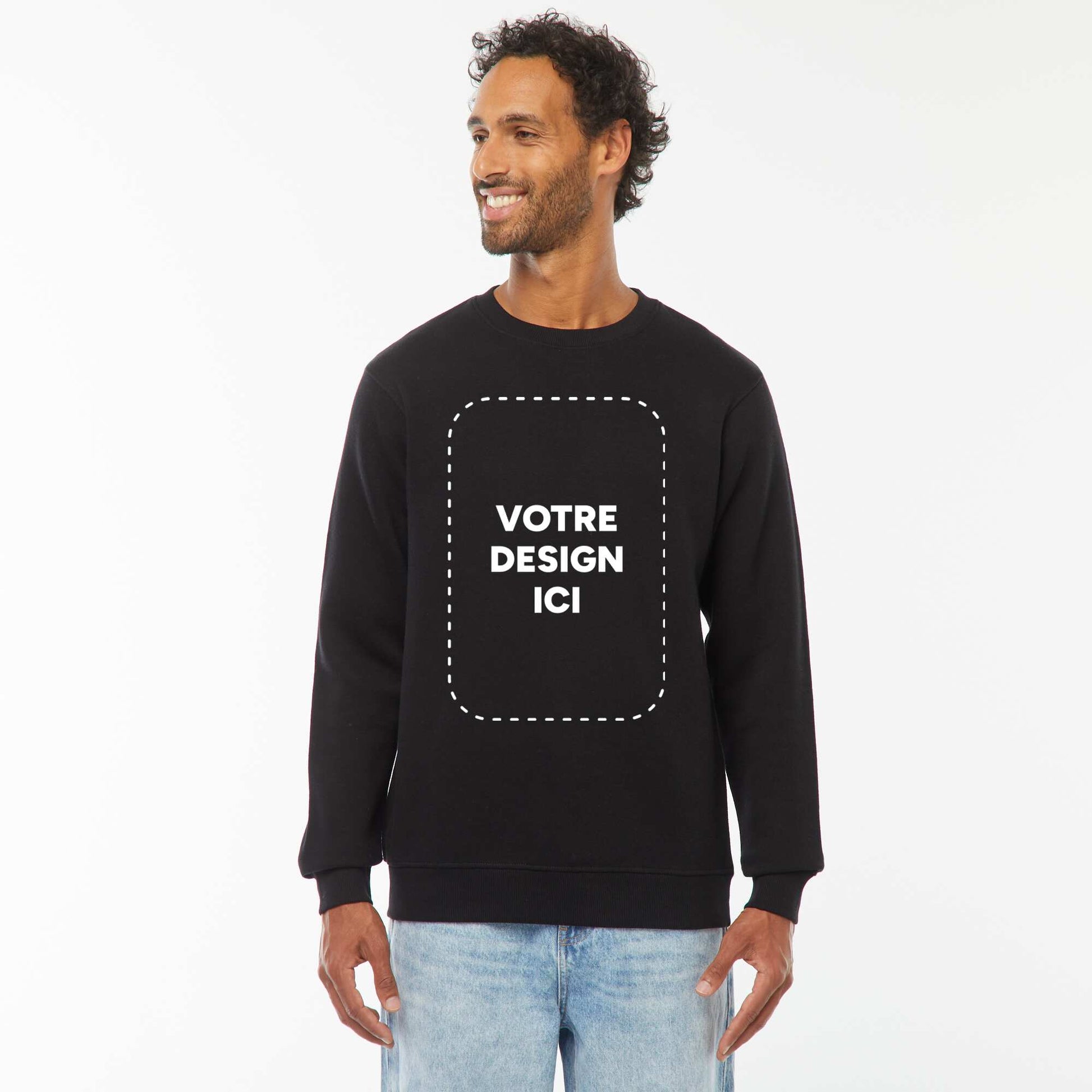 Sweat col rond molleton gratté 260 Gr  - Unisexe NOIR