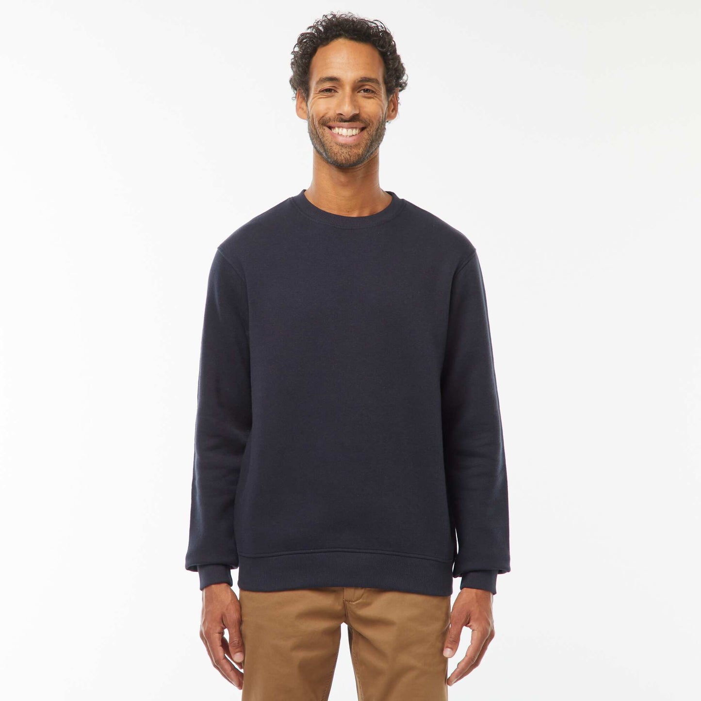 Sweat col rond molleton gratté 260 Gr  - Unisexe BLEU MARINE