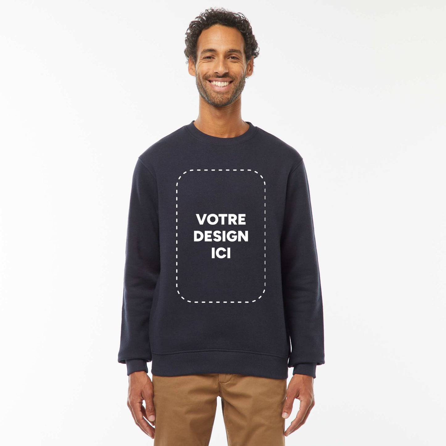 Sweat col rond molleton gratté 260 Gr  - Unisexe BLEU MARINE