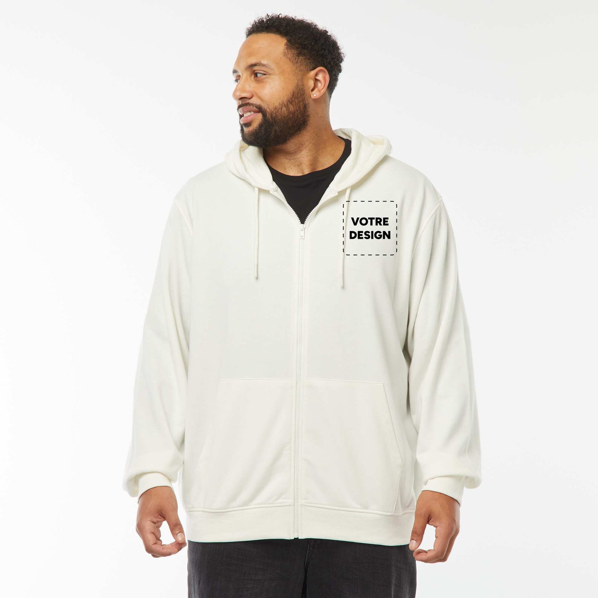 Sweat zippé capuche 260 Gr - unisexe BLANC
