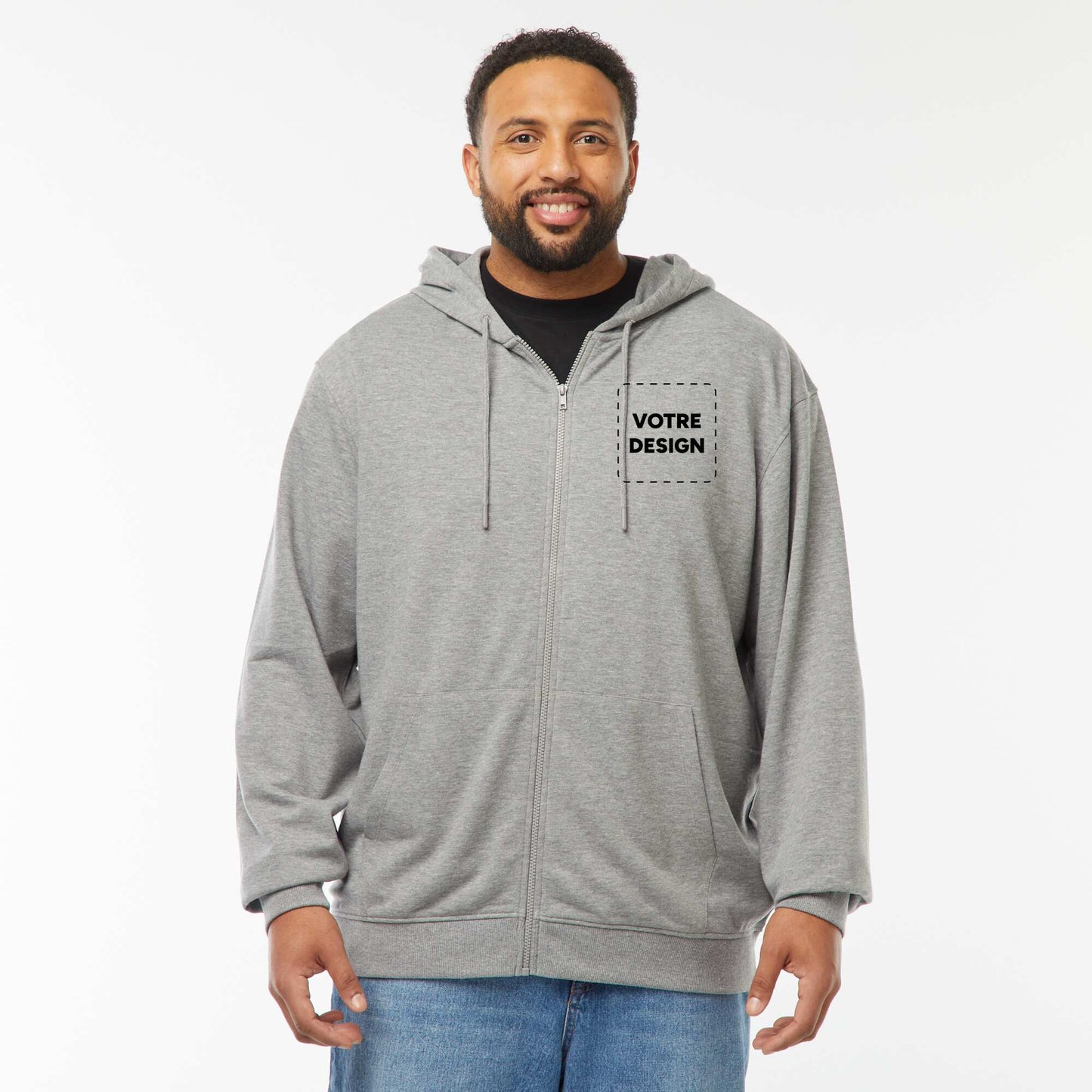 Sweat zippé capuche 260 Gr - unisexe GRIS
