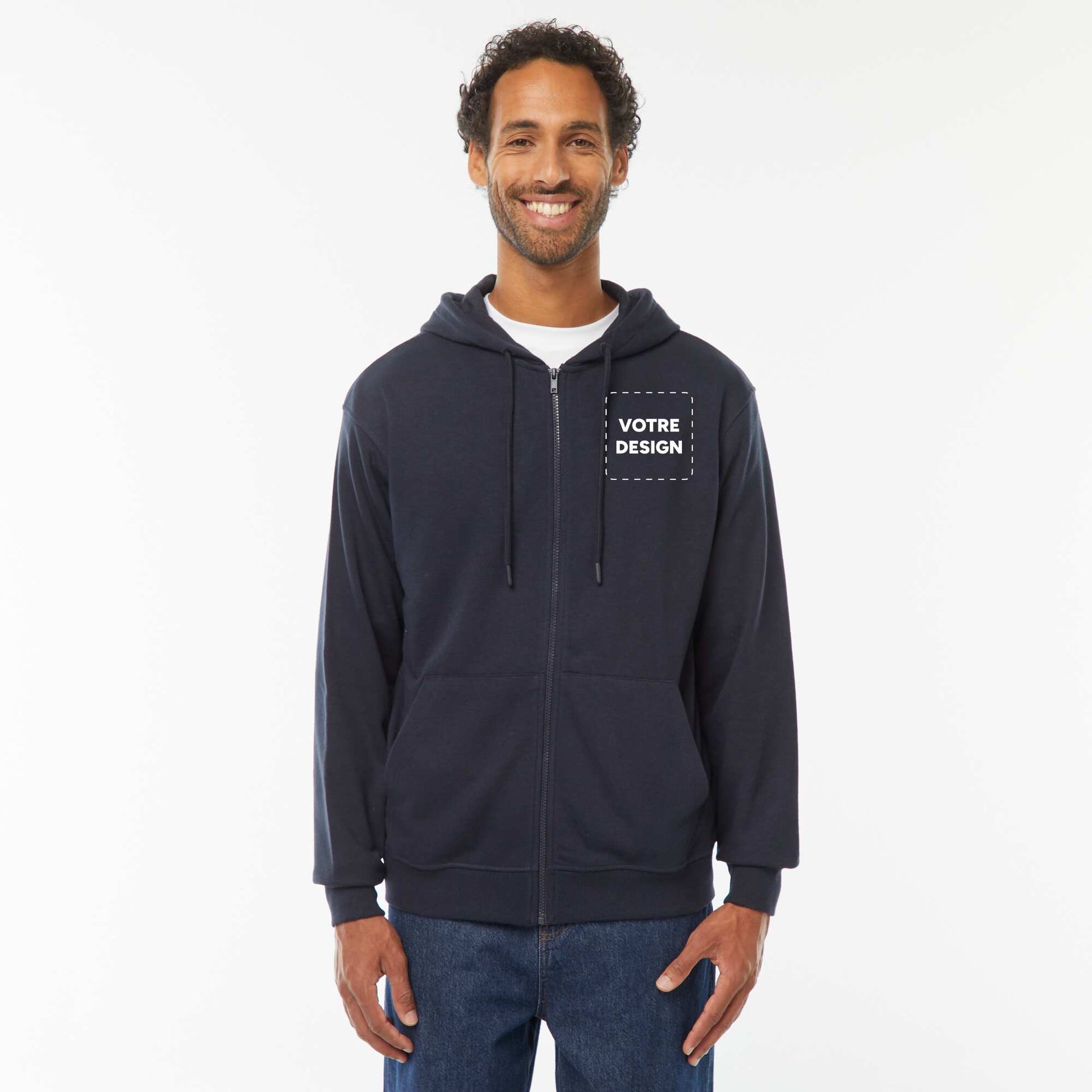 Sweat zippé capuche 260 Gr - unisexe BLEU MARINE