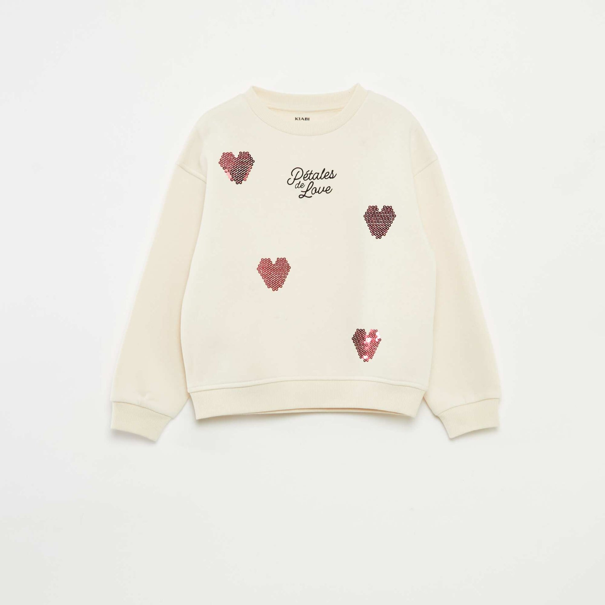 Sweat en molleton avec animation strass BLANC