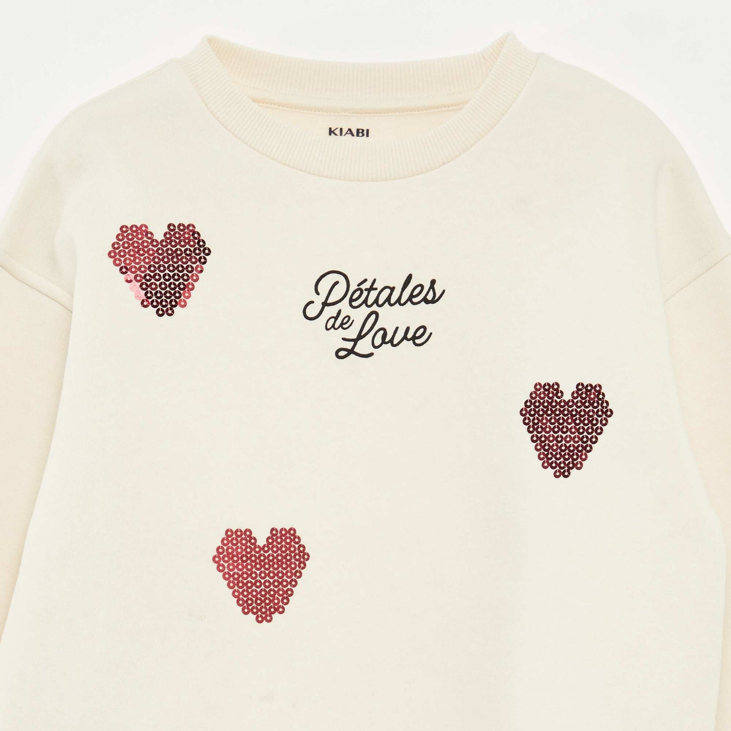 Sweat en molleton avec animation strass BLANC