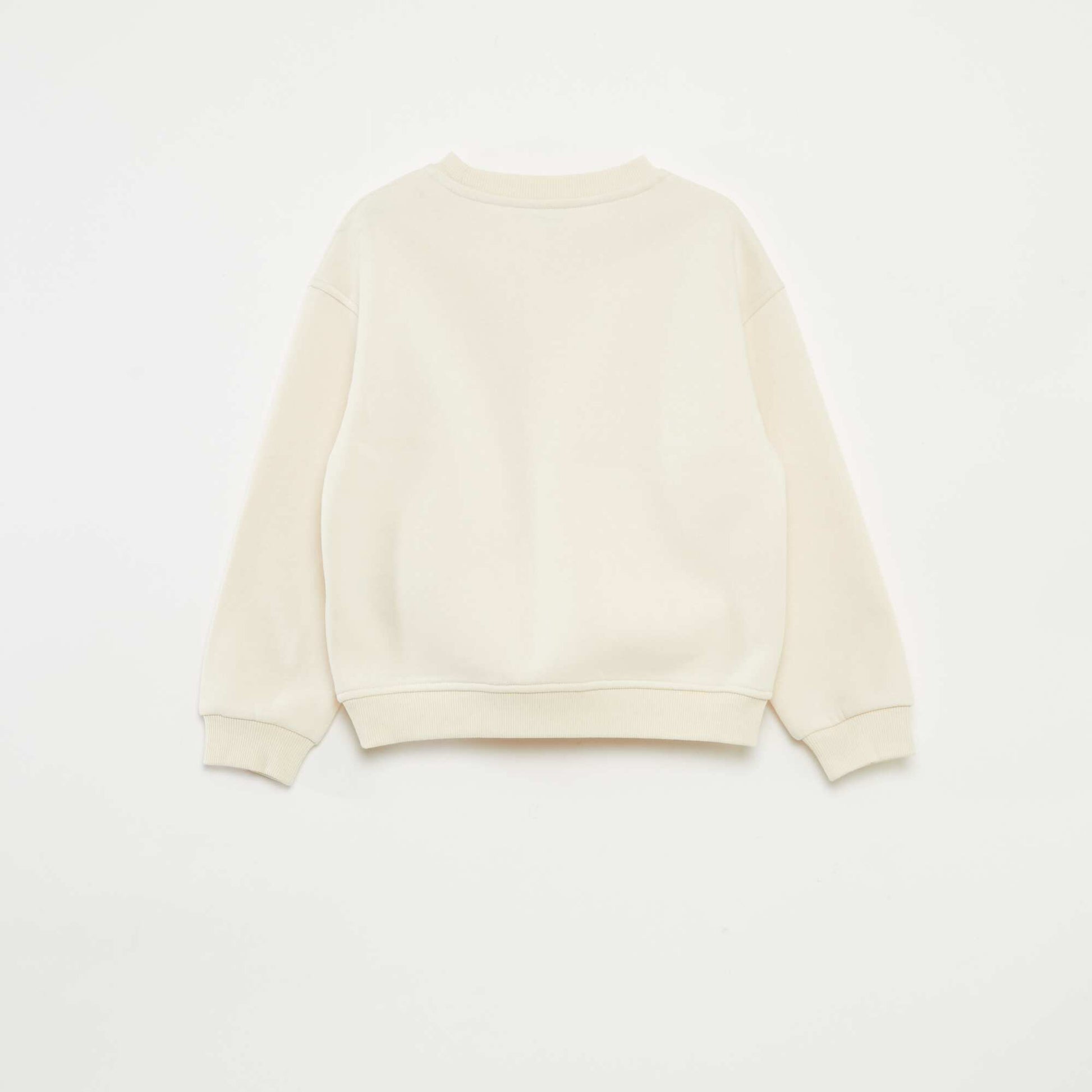 Sweat en molleton avec animation strass BLANC