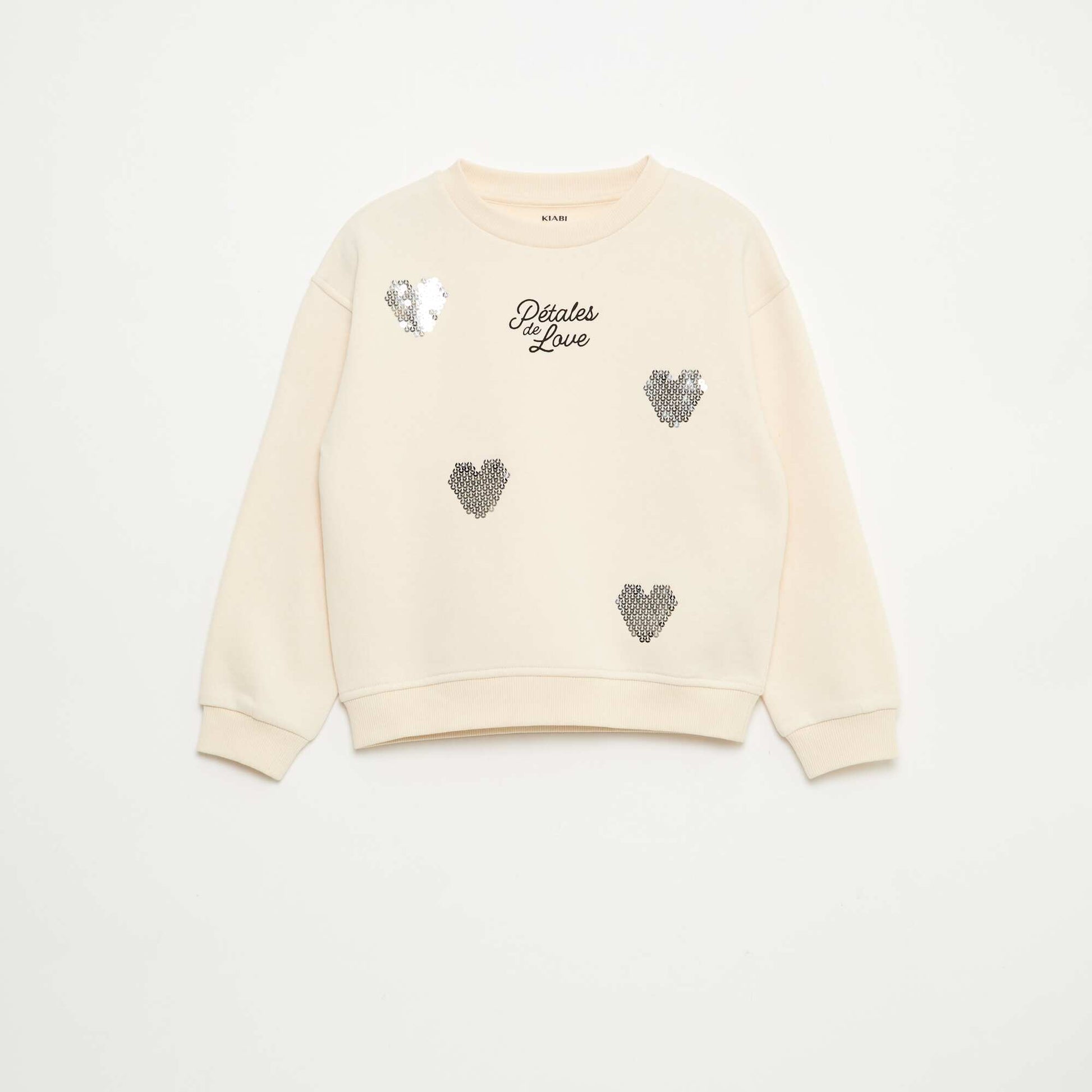 Sweat en molleton avec animation strass BLANC