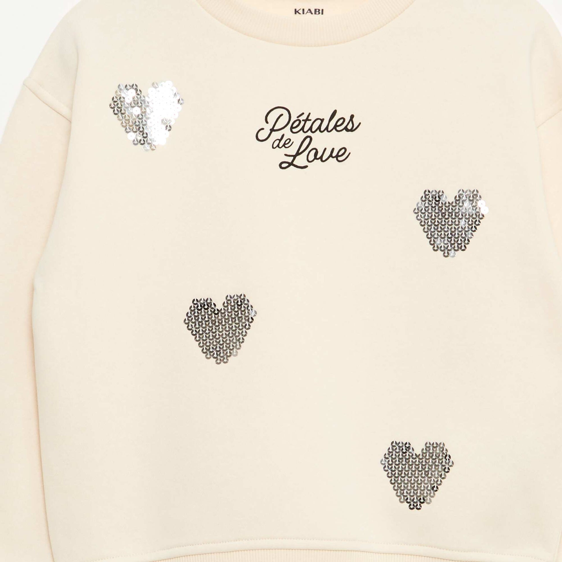 Sweat en molleton avec animation strass BLANC
