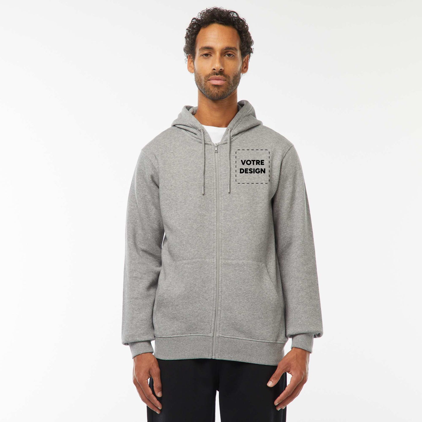 Sweat zippé molleton 260 Gr - unisexe GRIS