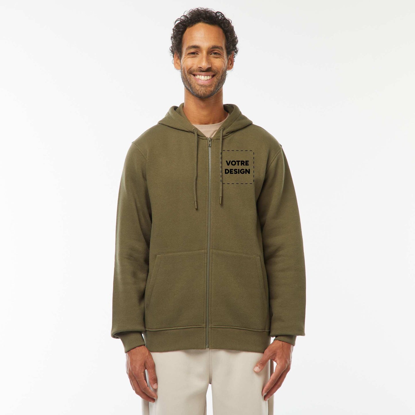 Sweat zippé molleton 260 Gr - unisexe KAKI