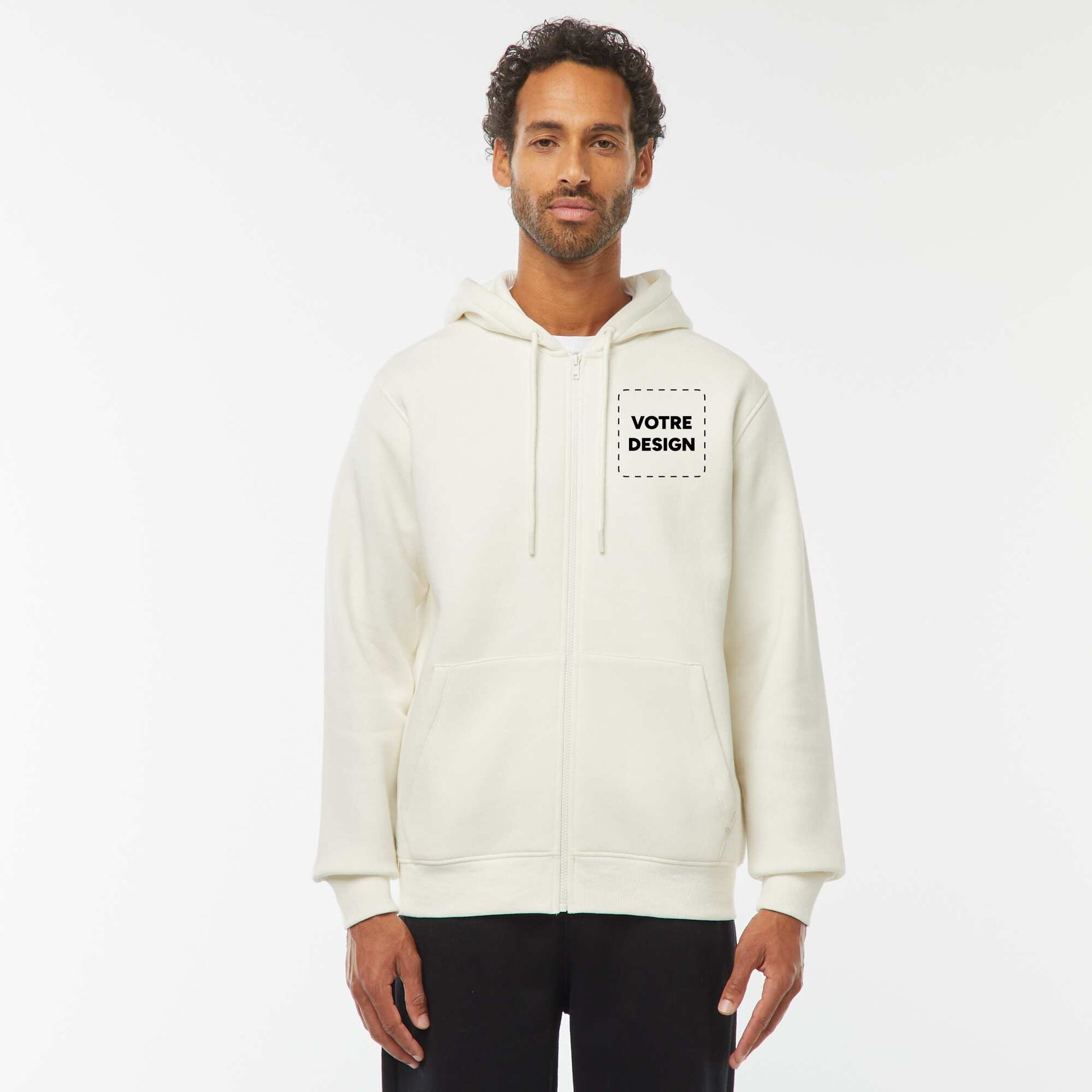 Sweat zippé molleton 260 Gr - unisexe BLANC