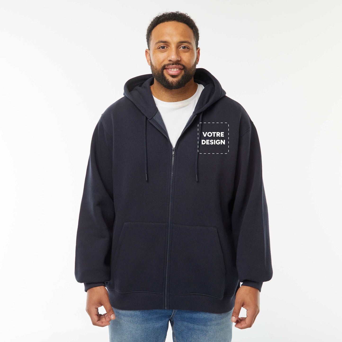 Sweat zippé molleton 260 Gr - unisexe BLEU MARINE