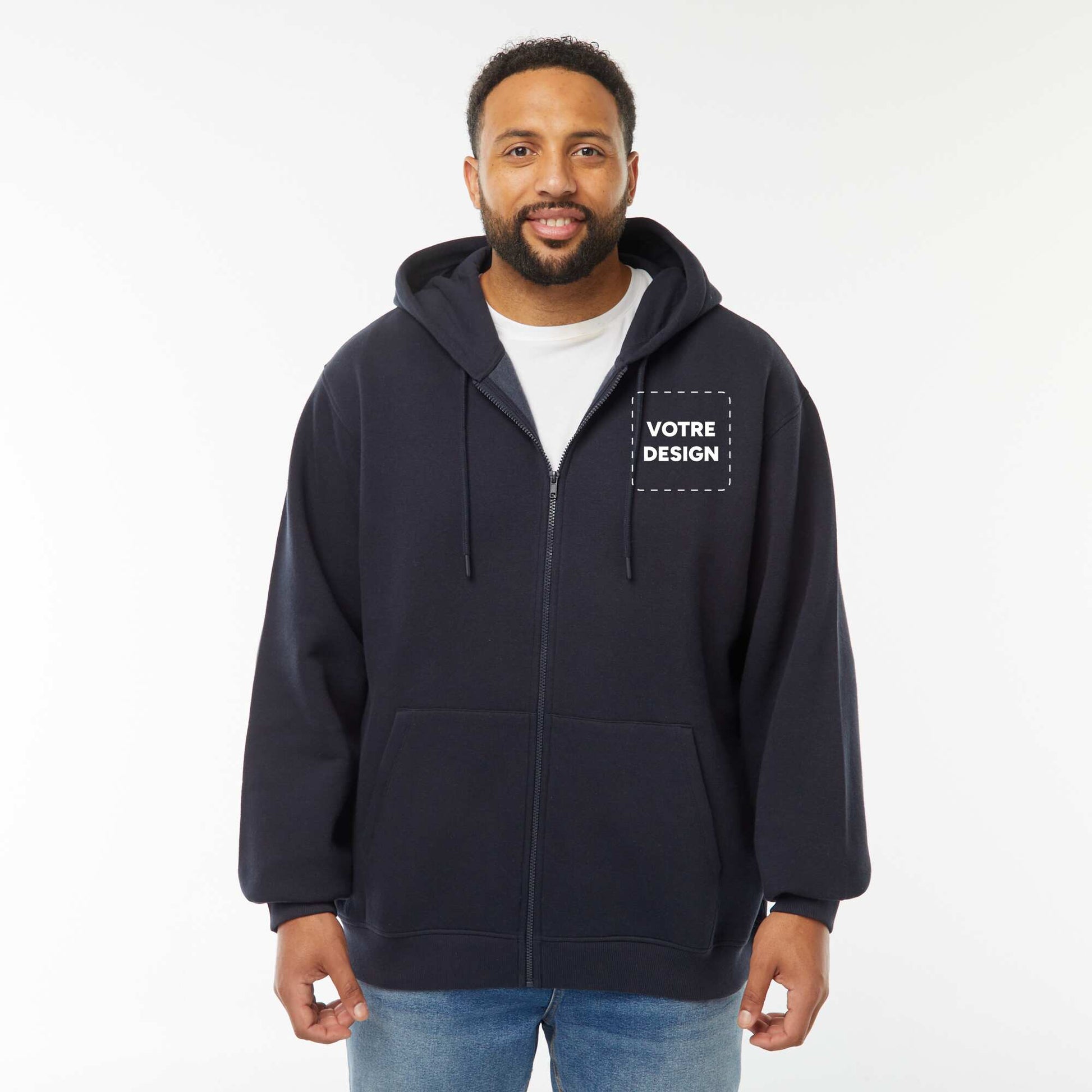 Sweat zippé molleton 260 Gr - unisexe BLEU MARINE